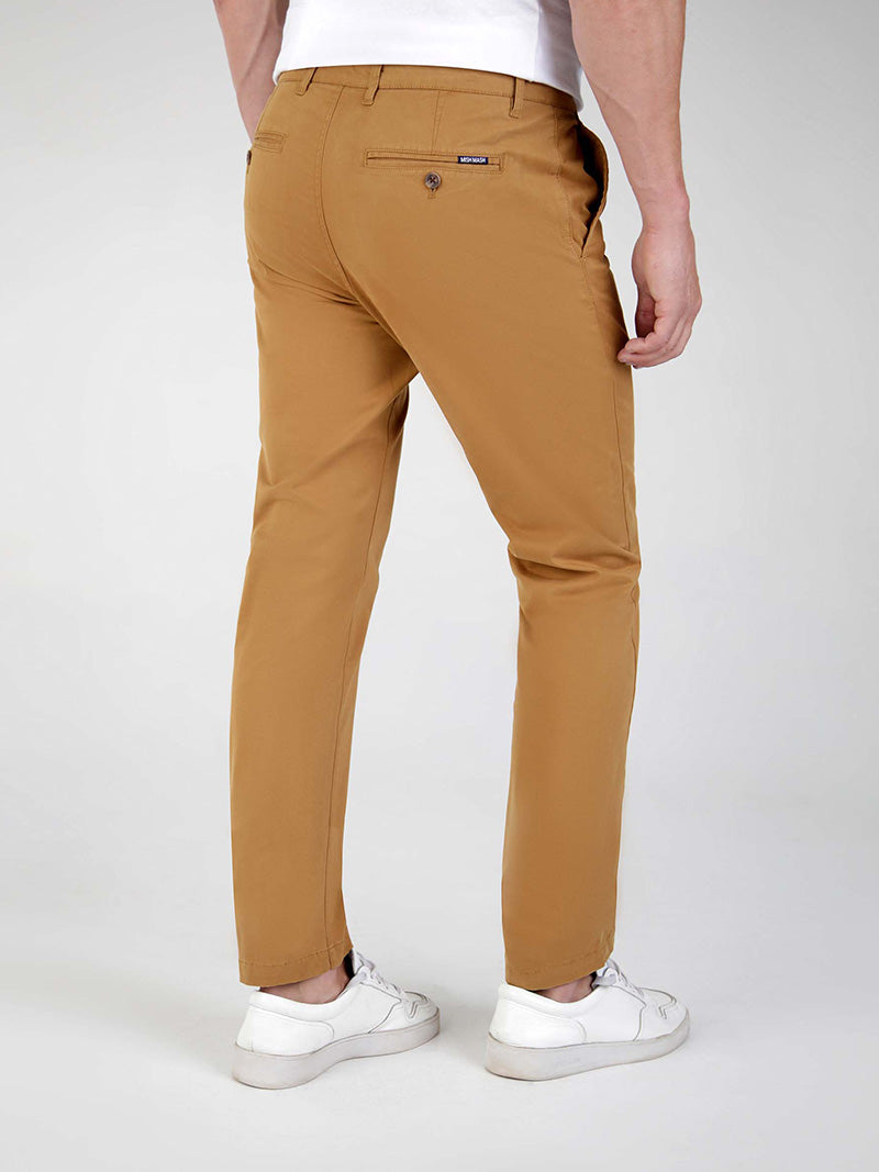 Tapered Fit Mid Stretch Casual Cotton Bromley Tobacco Chino Trouser