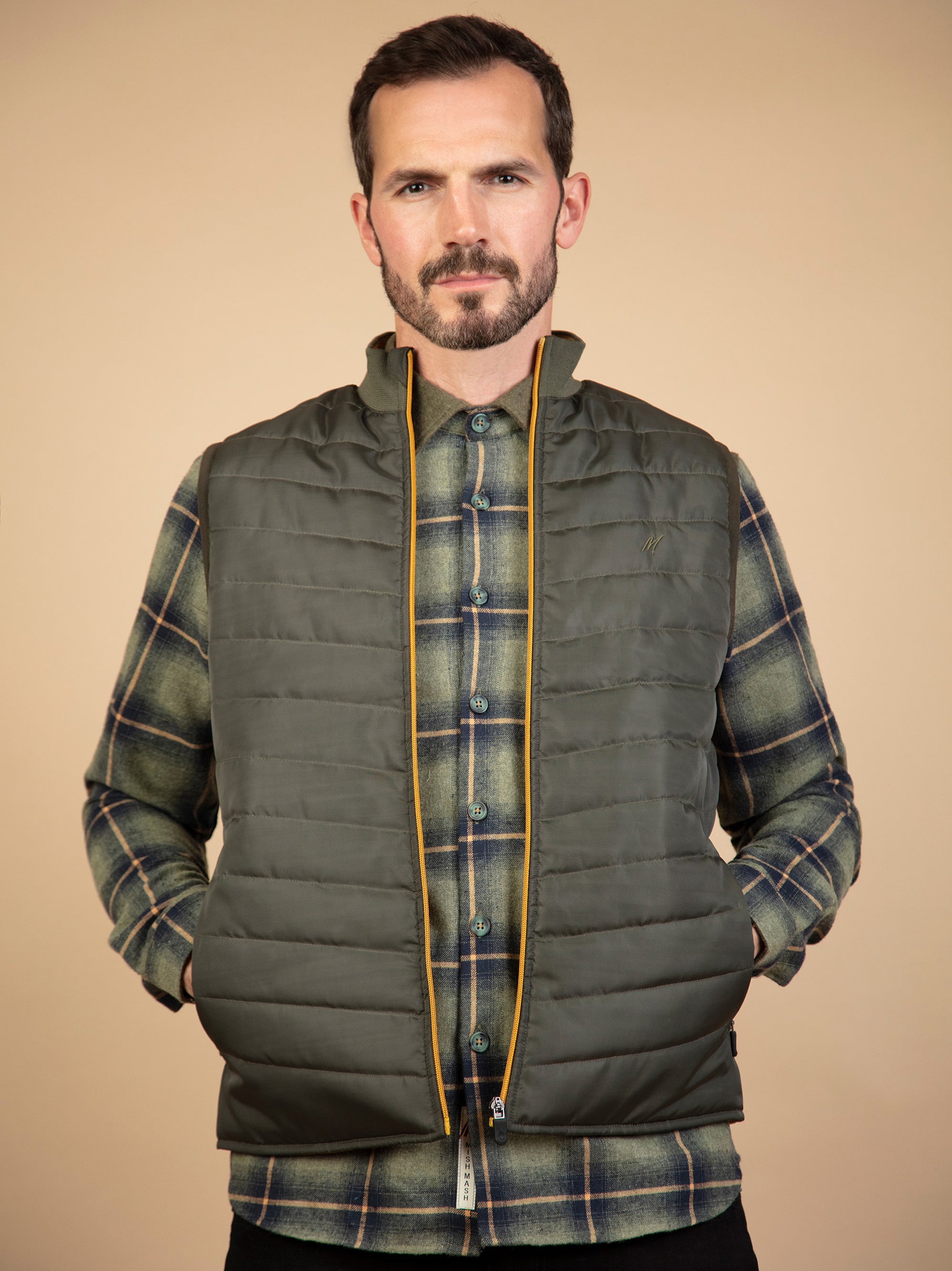 two tone quilted gilet