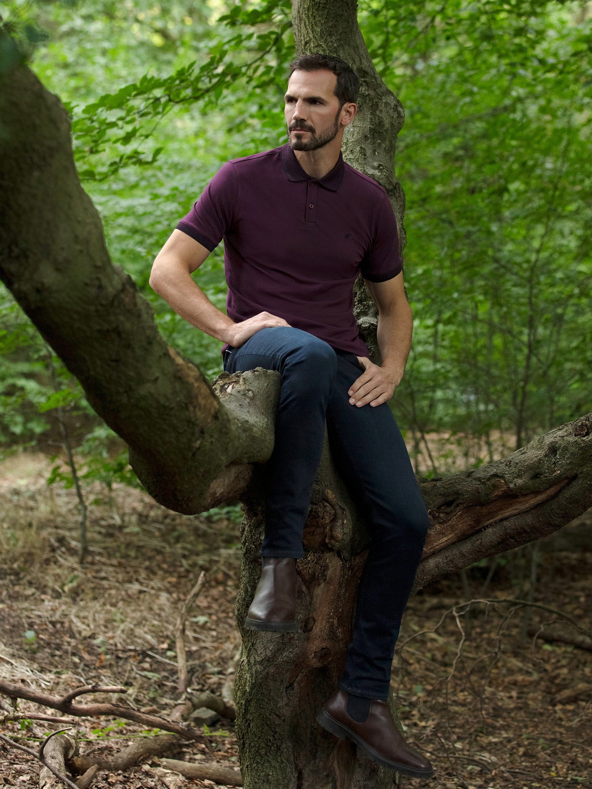 Regular Fit Gritt Plum Jersey Polo Outsize