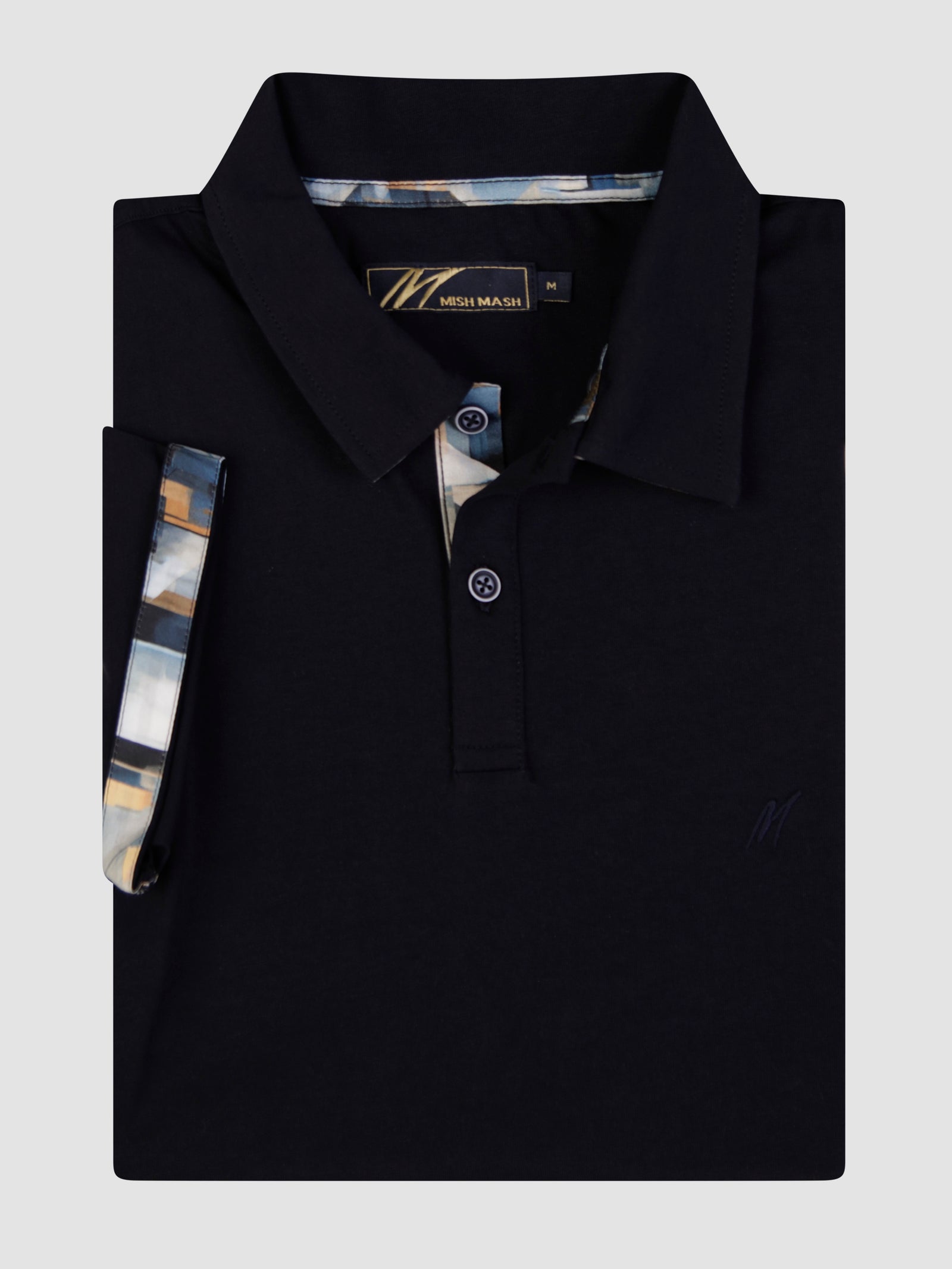 A navy polo designed for men.