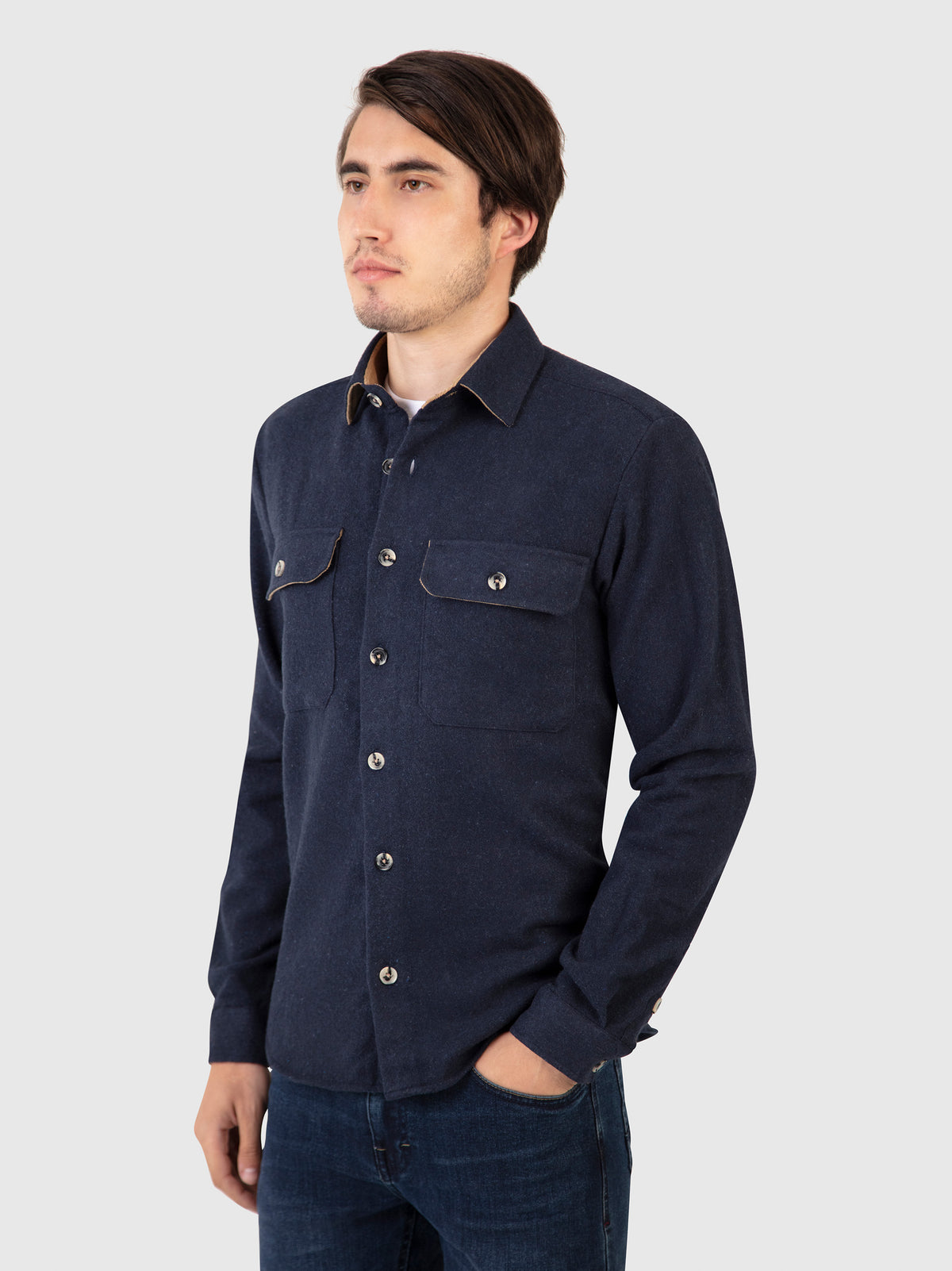 Regular Fit Honda Navy Brushed Long Sleeve Shirt