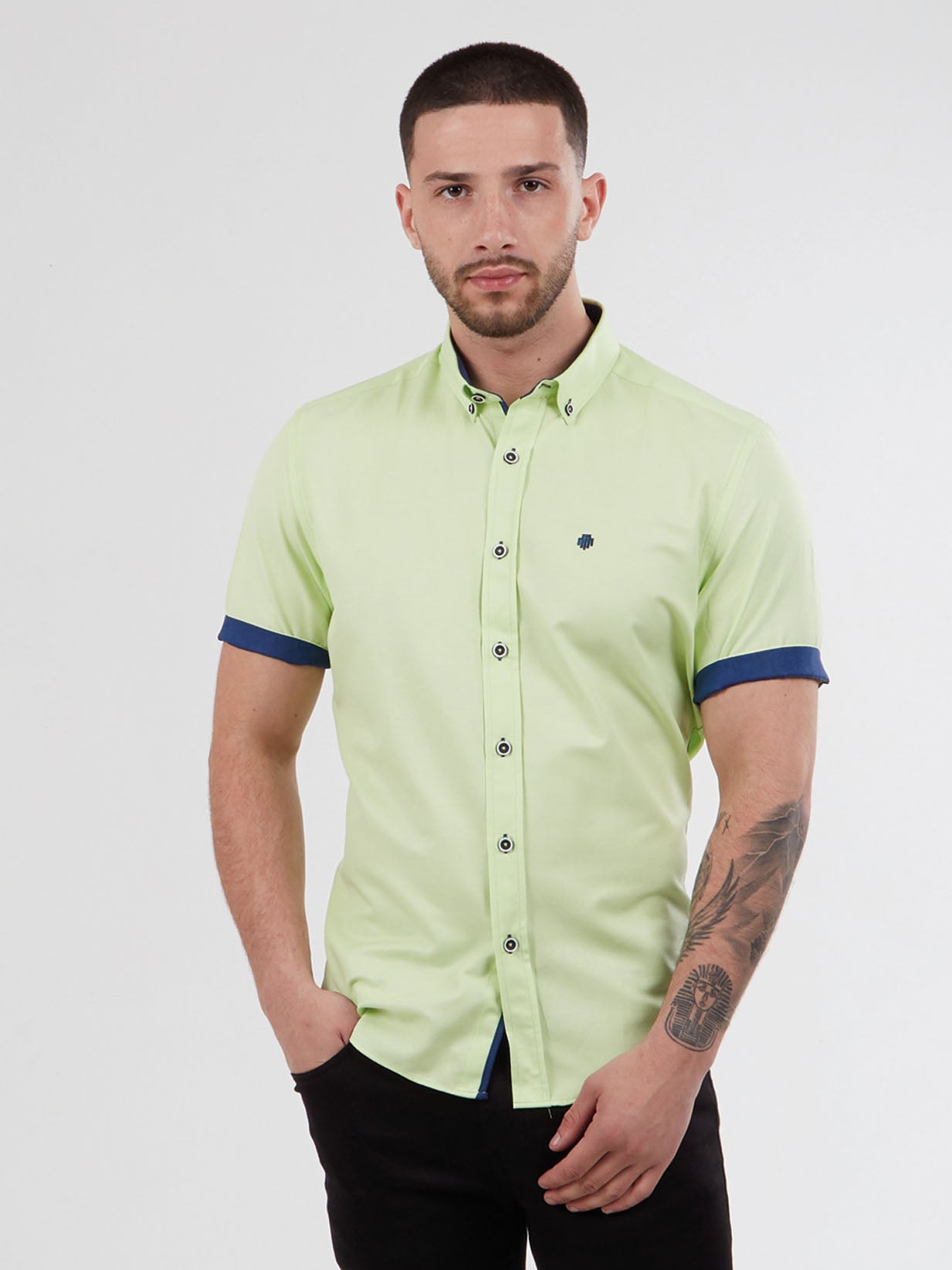 Regular Fit Summit Pale Green Oxford Short Sleeve Shirt