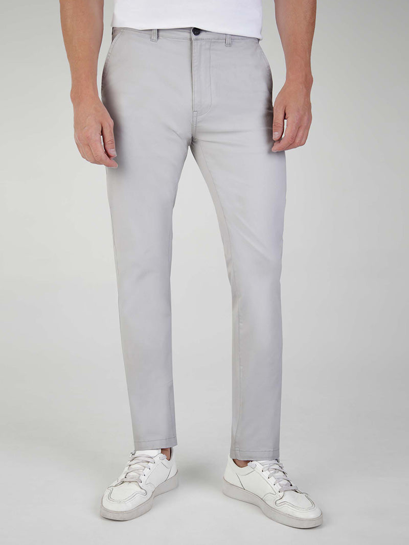 Tapered Fit Mid Stretch Casual Cotton Bromley Lt Grey Chino Trouser