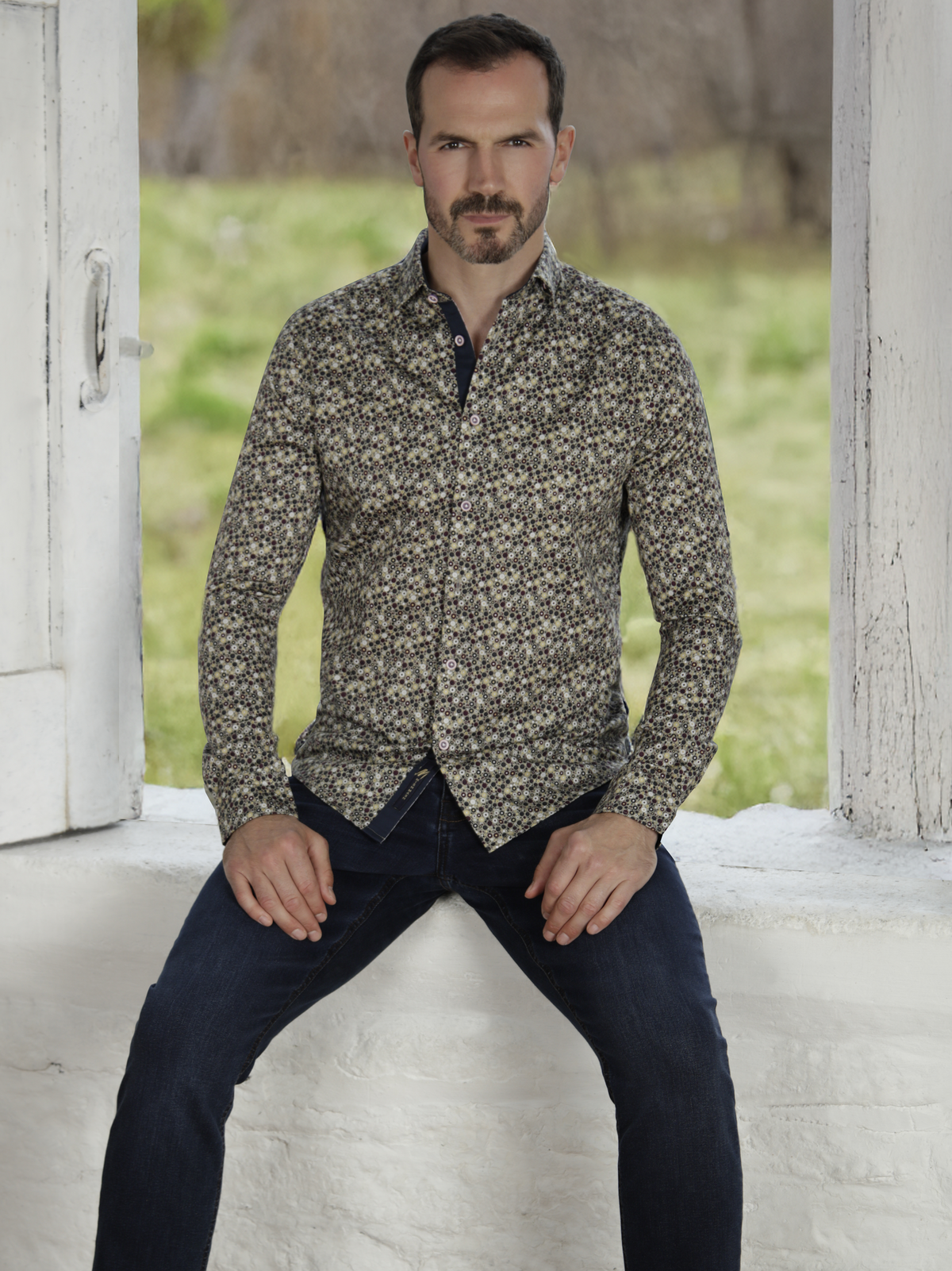 Nickel Sage & multi L/S Shirt