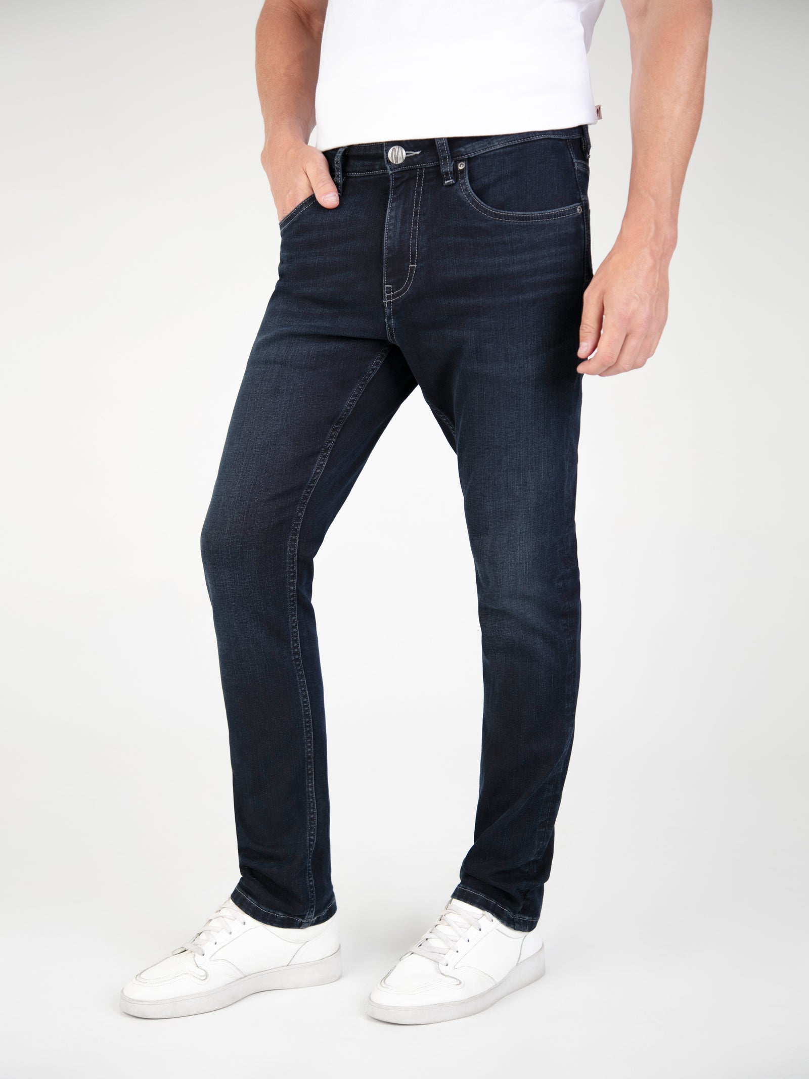 Tapered Fit Mirage Blue Black Denim Jean