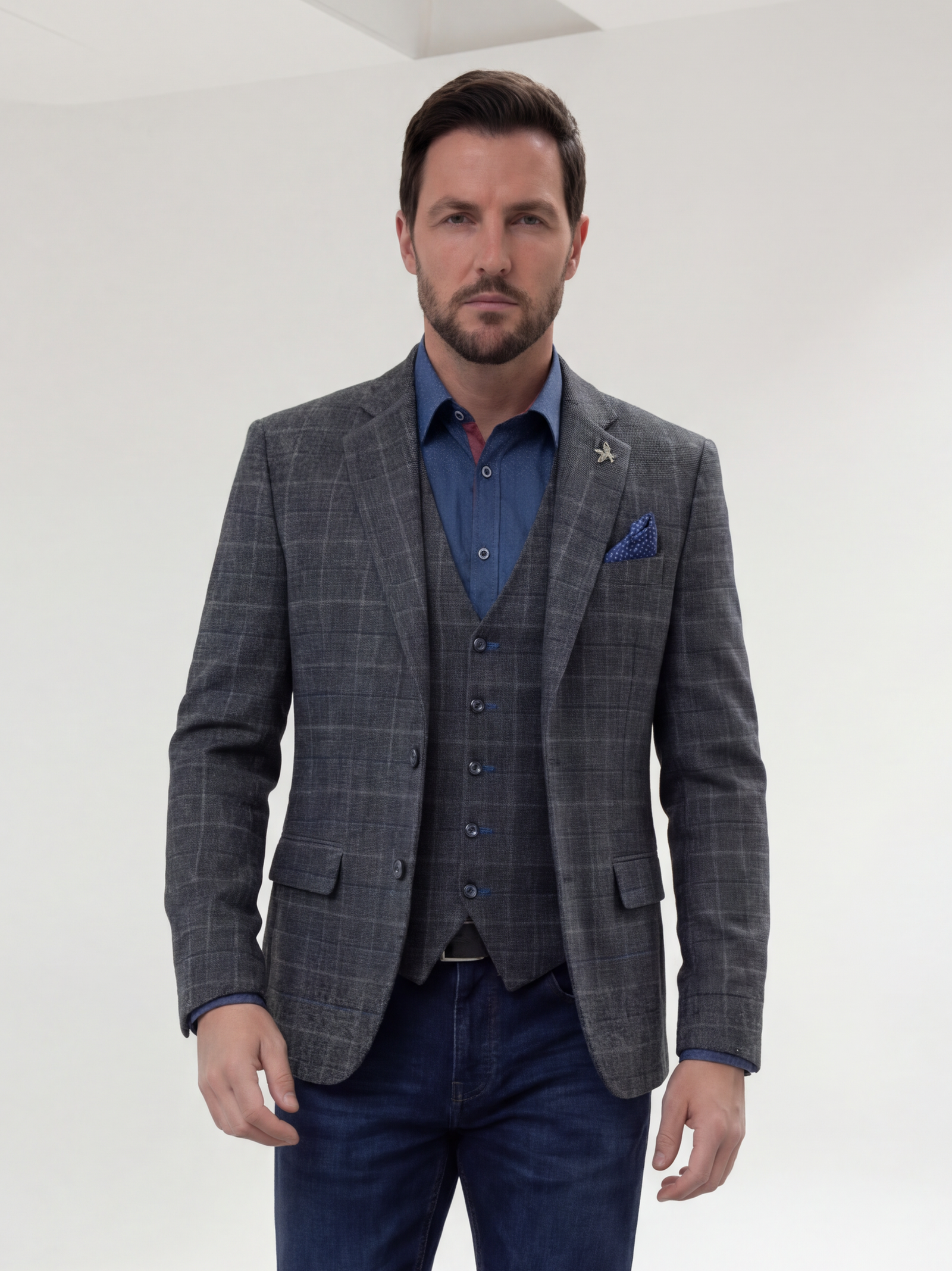 Regular Fit Tailored Abbey Check Single Breasted Blazer