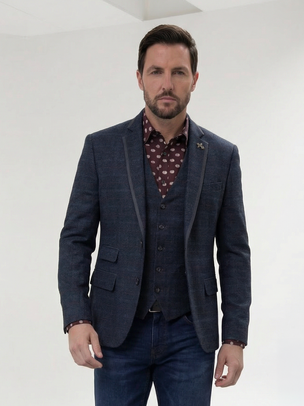 Regular Fit Tailored Jet Check Single Breasted Blazer