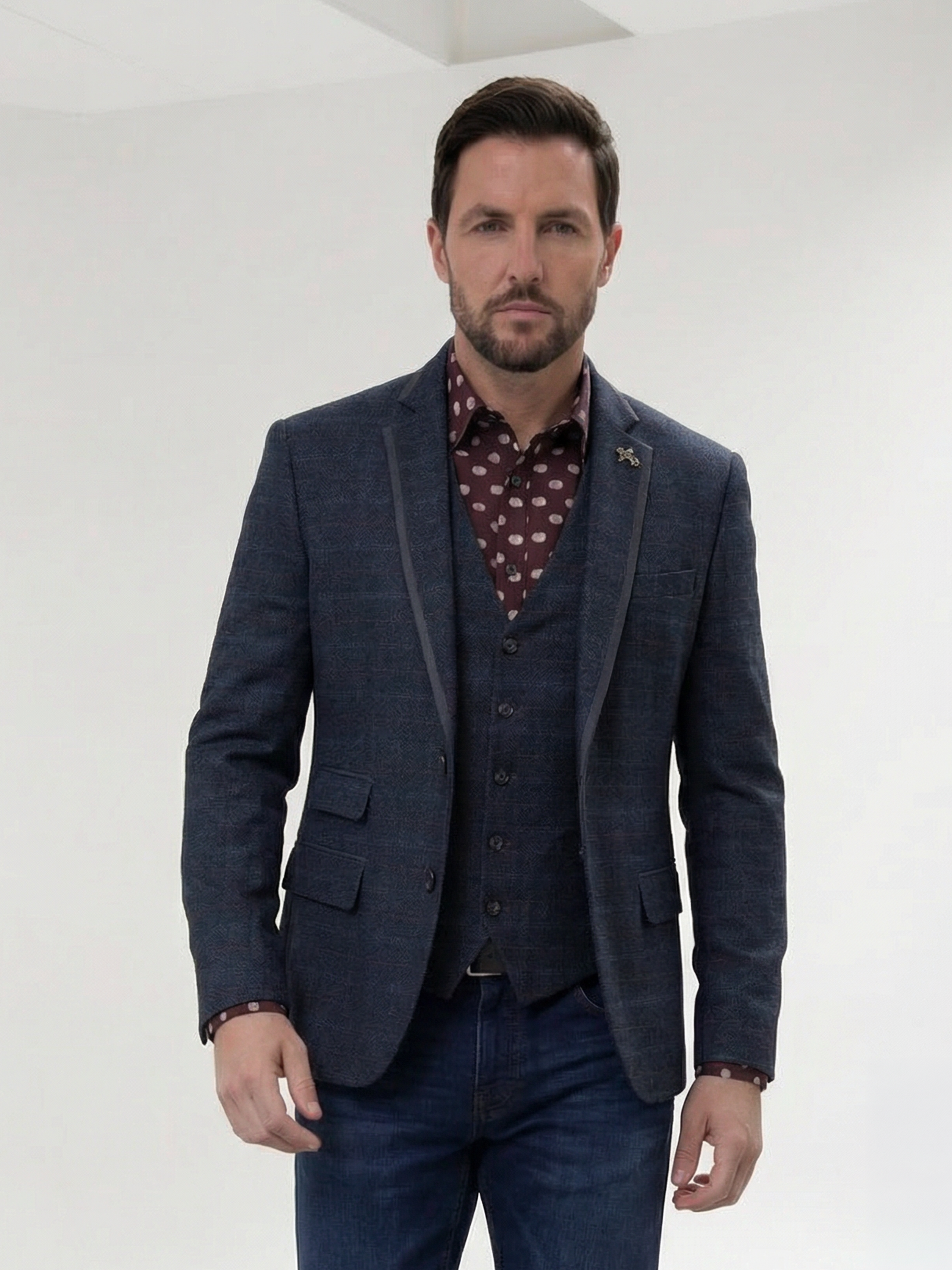 Regular Fit Tailored Jet Check Single Breasted Blazer