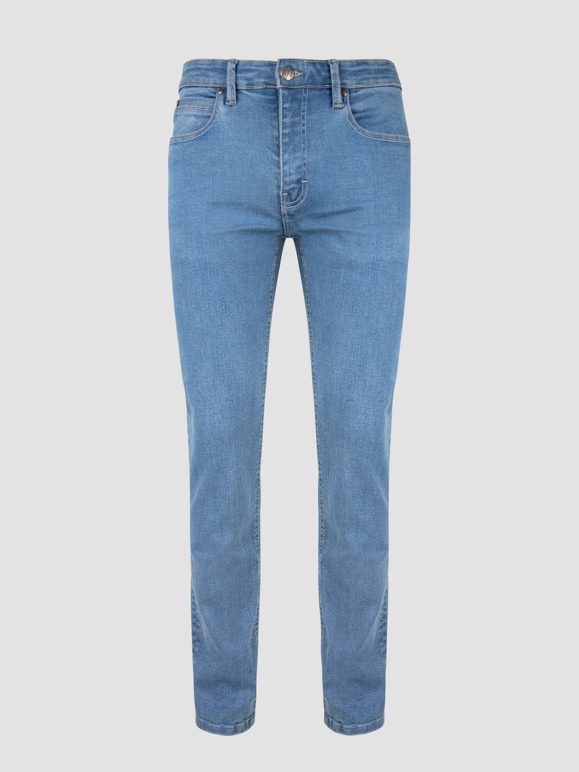 Slim Fit Mid Stretch Saxon Light Denim Jeans