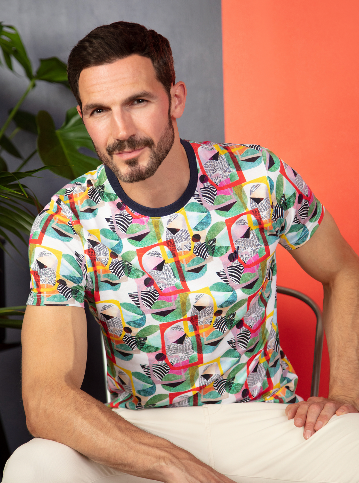 Jungle White Multi Print T-S