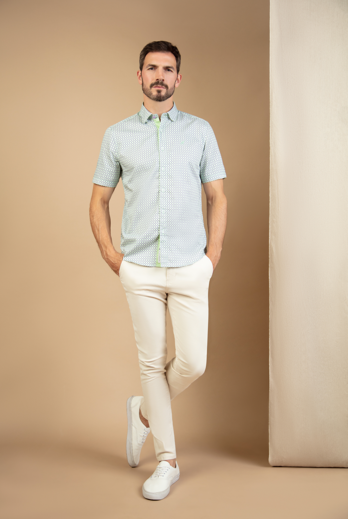 Slim Fit Mid Stretch Casual Cotton Bromley Gardenia Chino Trouser