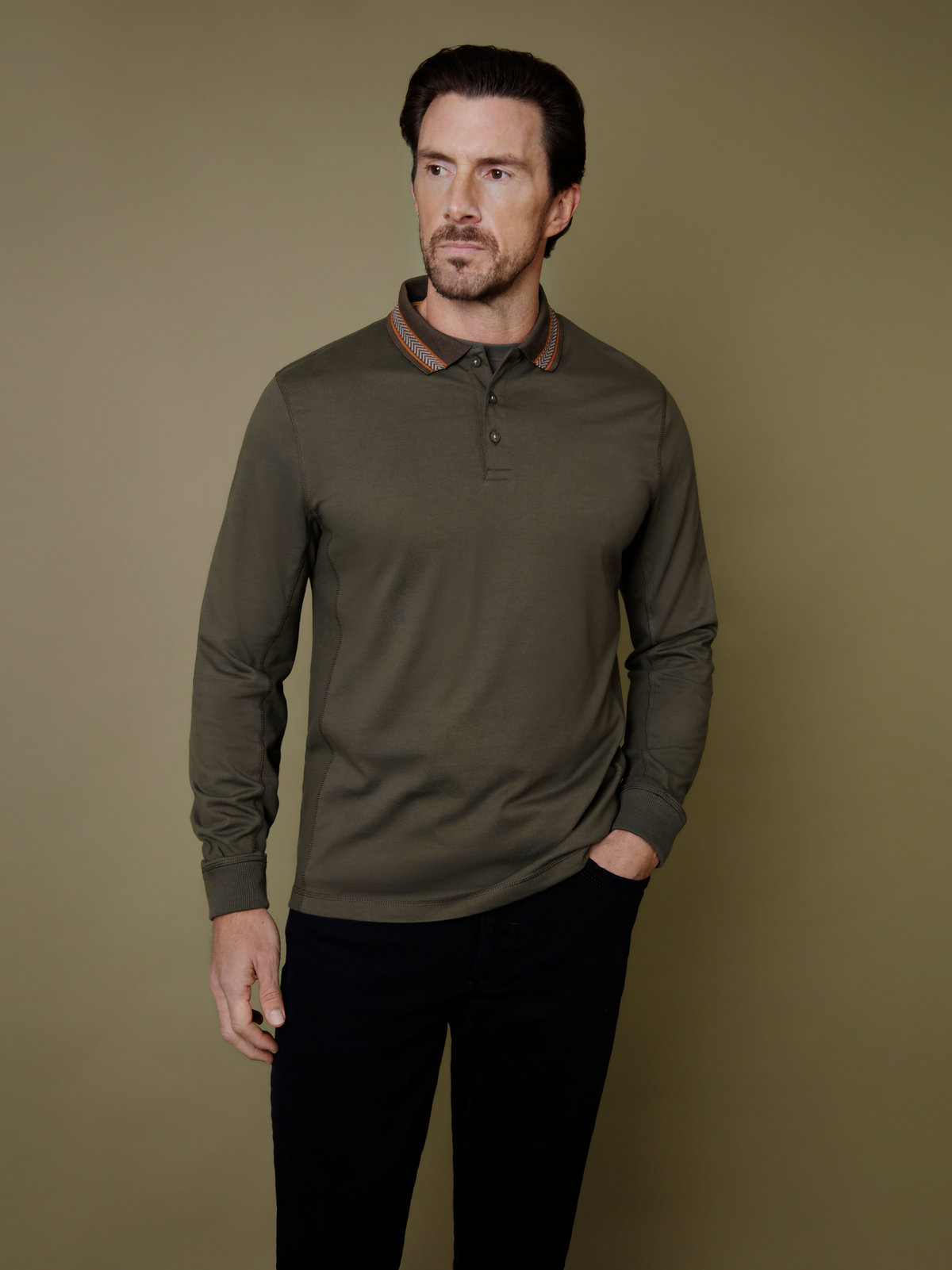 Space Khaki L/S Polo