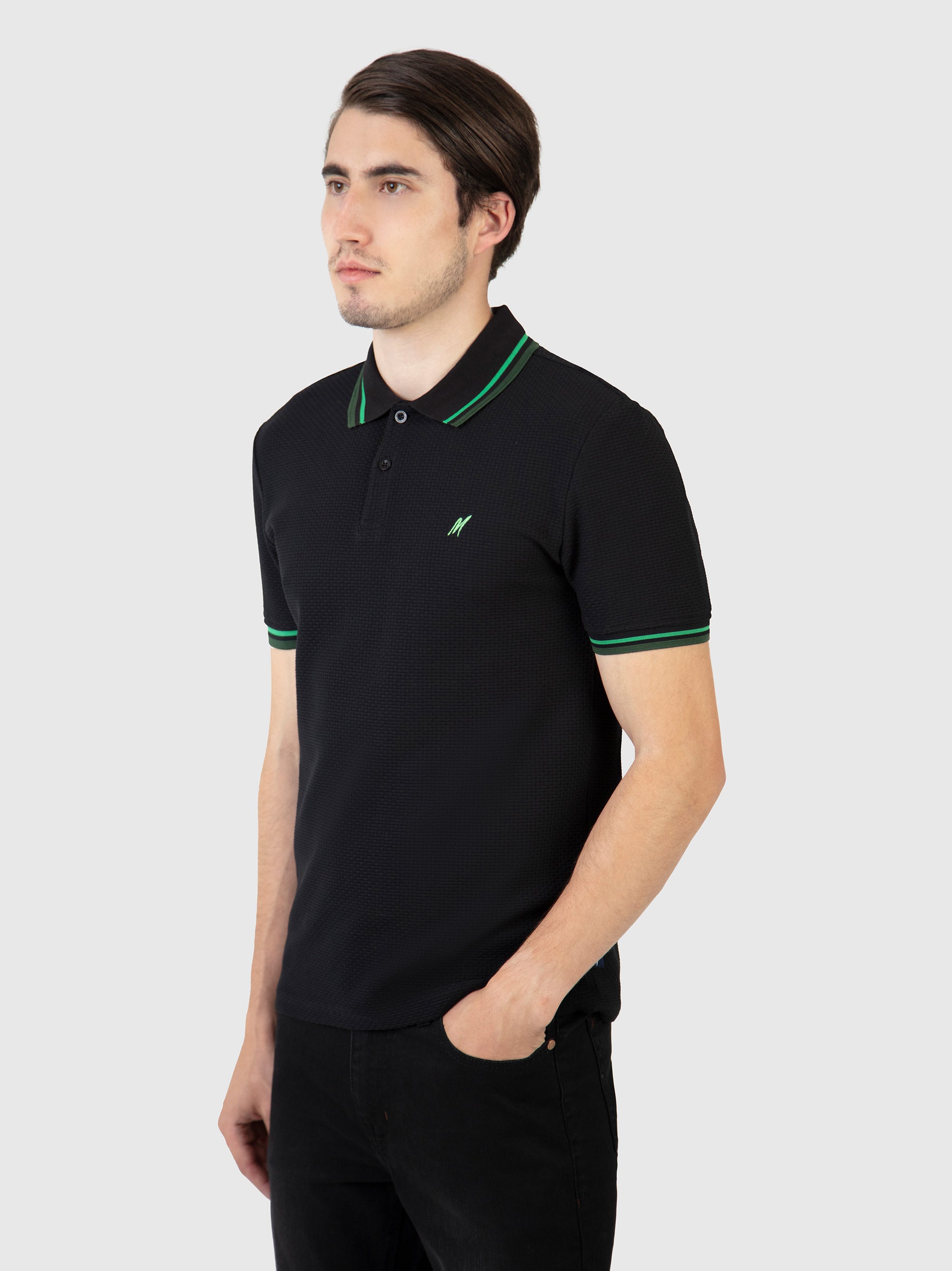 Regular Fit Stockholm Black/Green Polo