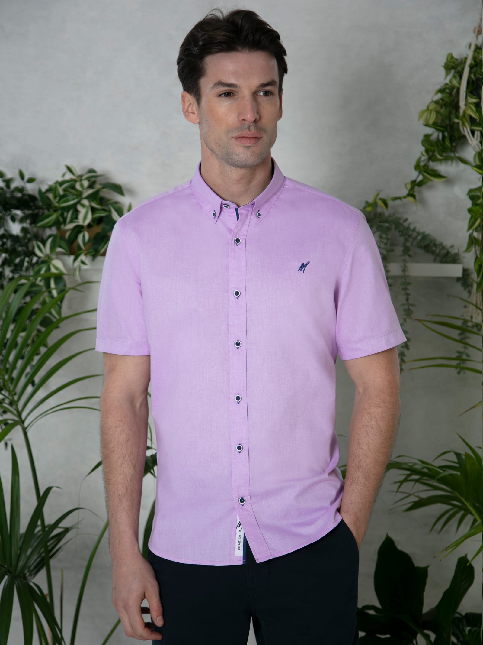 Regular Fit Summit Lilac Oxford Short Sleeve Shirt