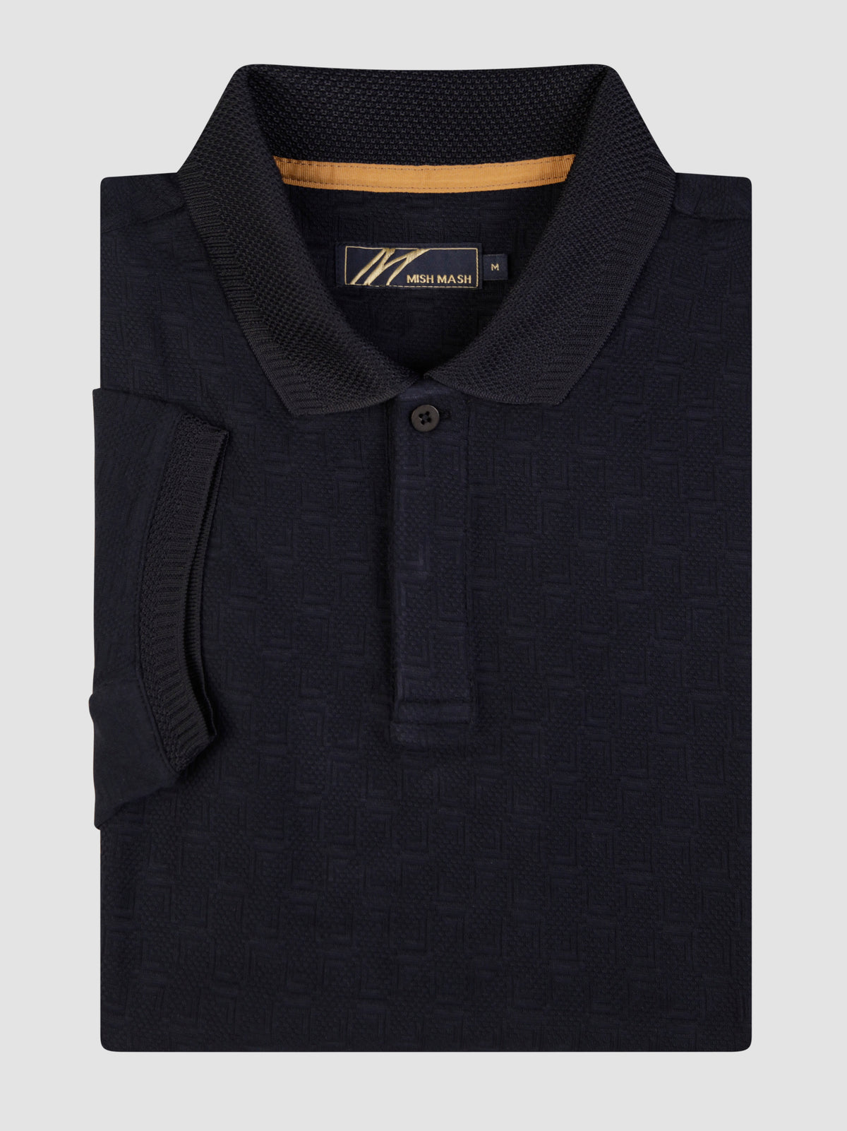 Twister Navy short sleeve polo shirt with engineered rib collar and side panel details.