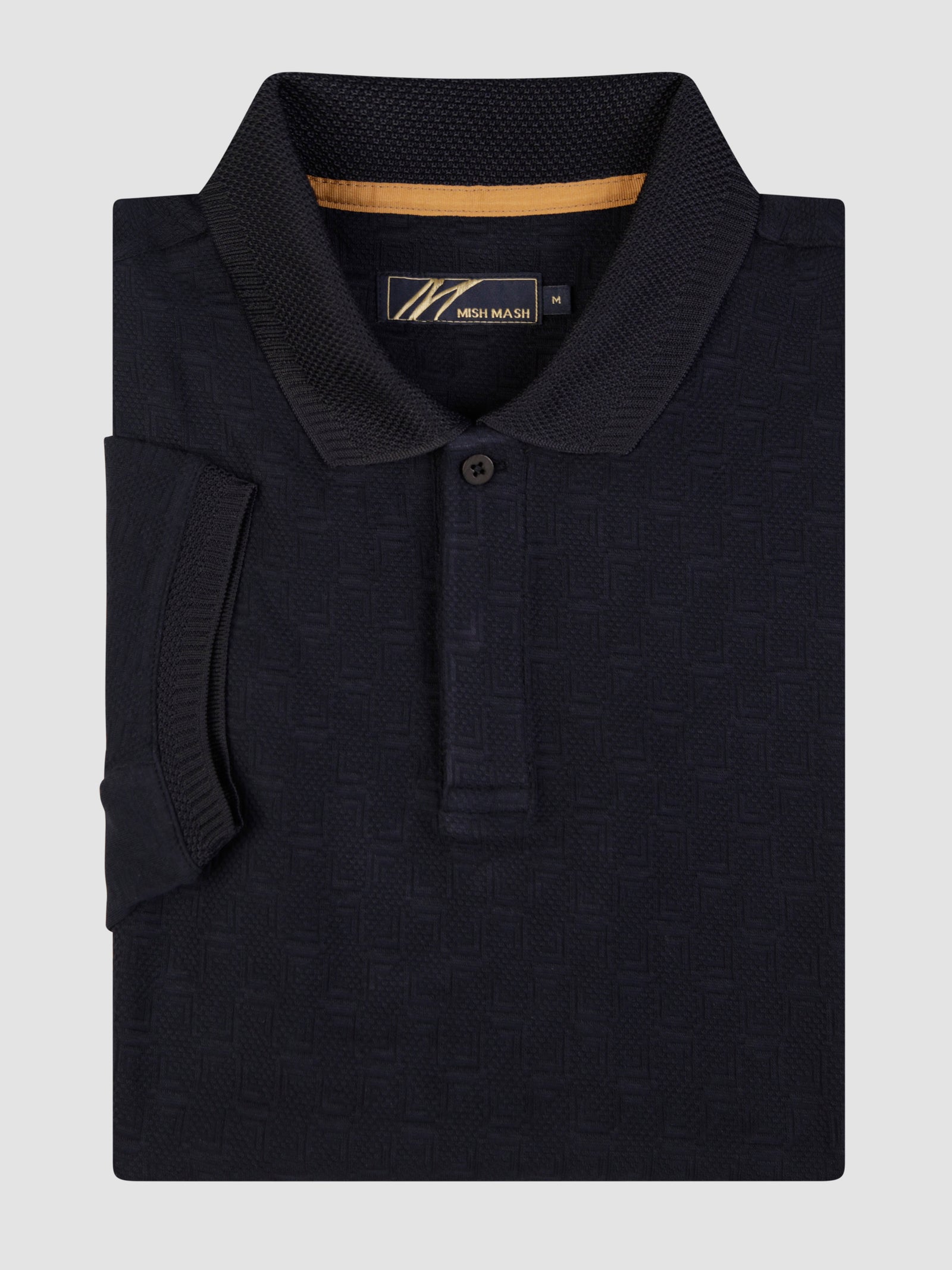 Twister Navy short sleeve polo shirt with engineered rib collar and side panel details.