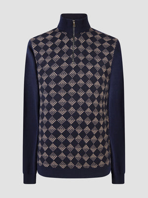 knitted navy long sleeve sweater mens uk