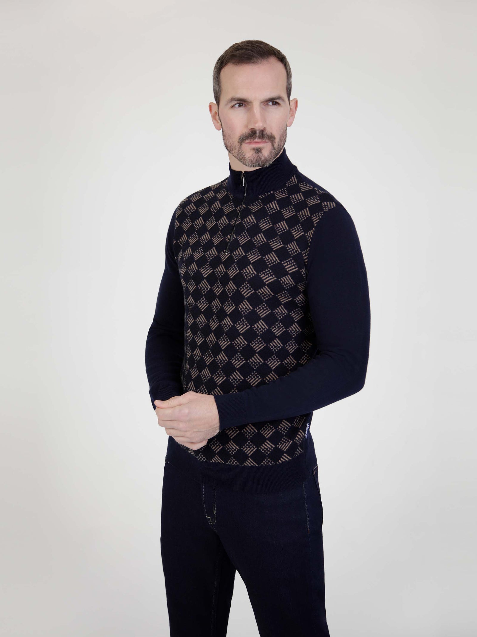 knitted navy long sleeve sweater mens uk