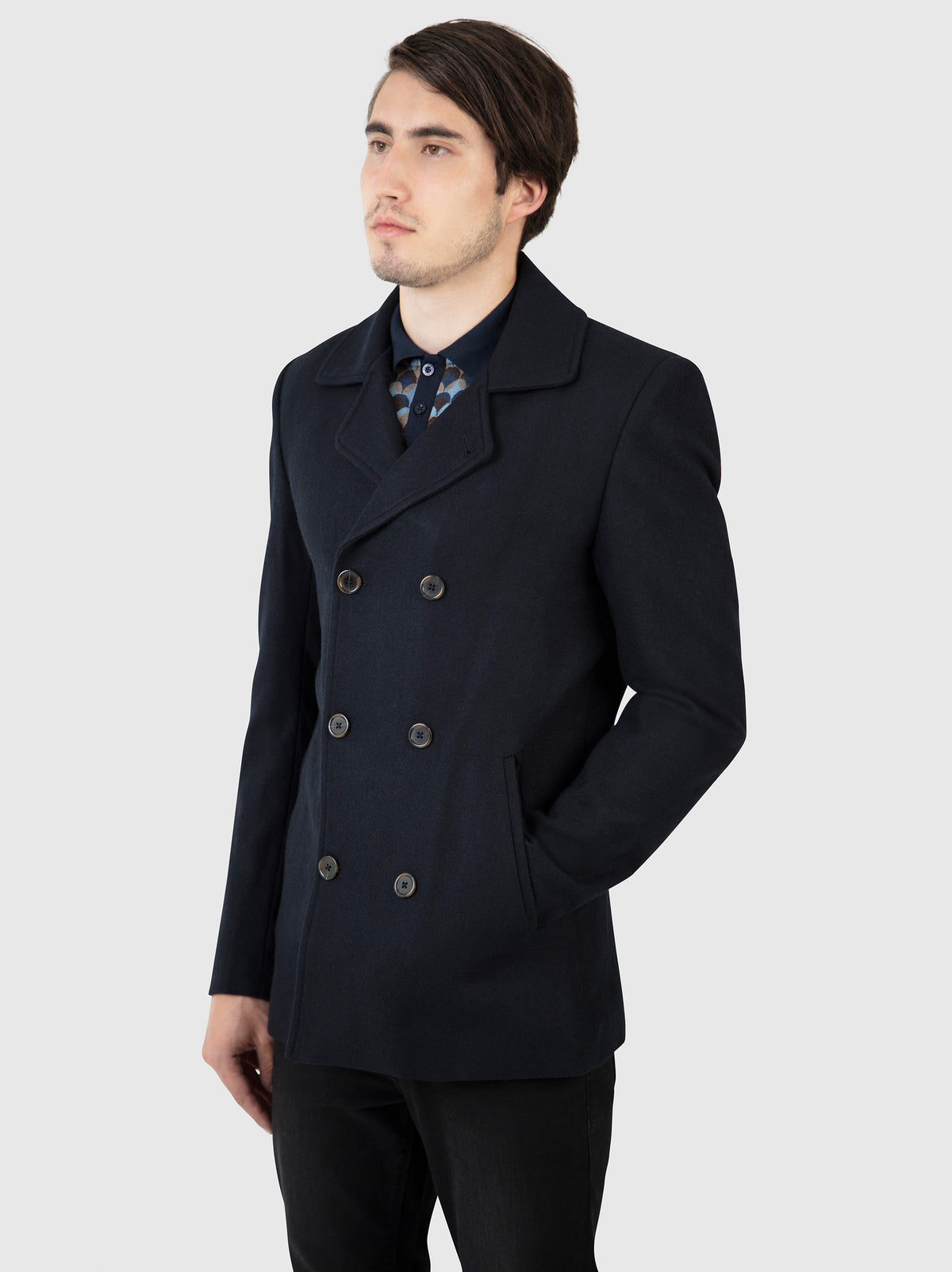 Regular Fit Boss Navy Tailored Double Breasted Coat