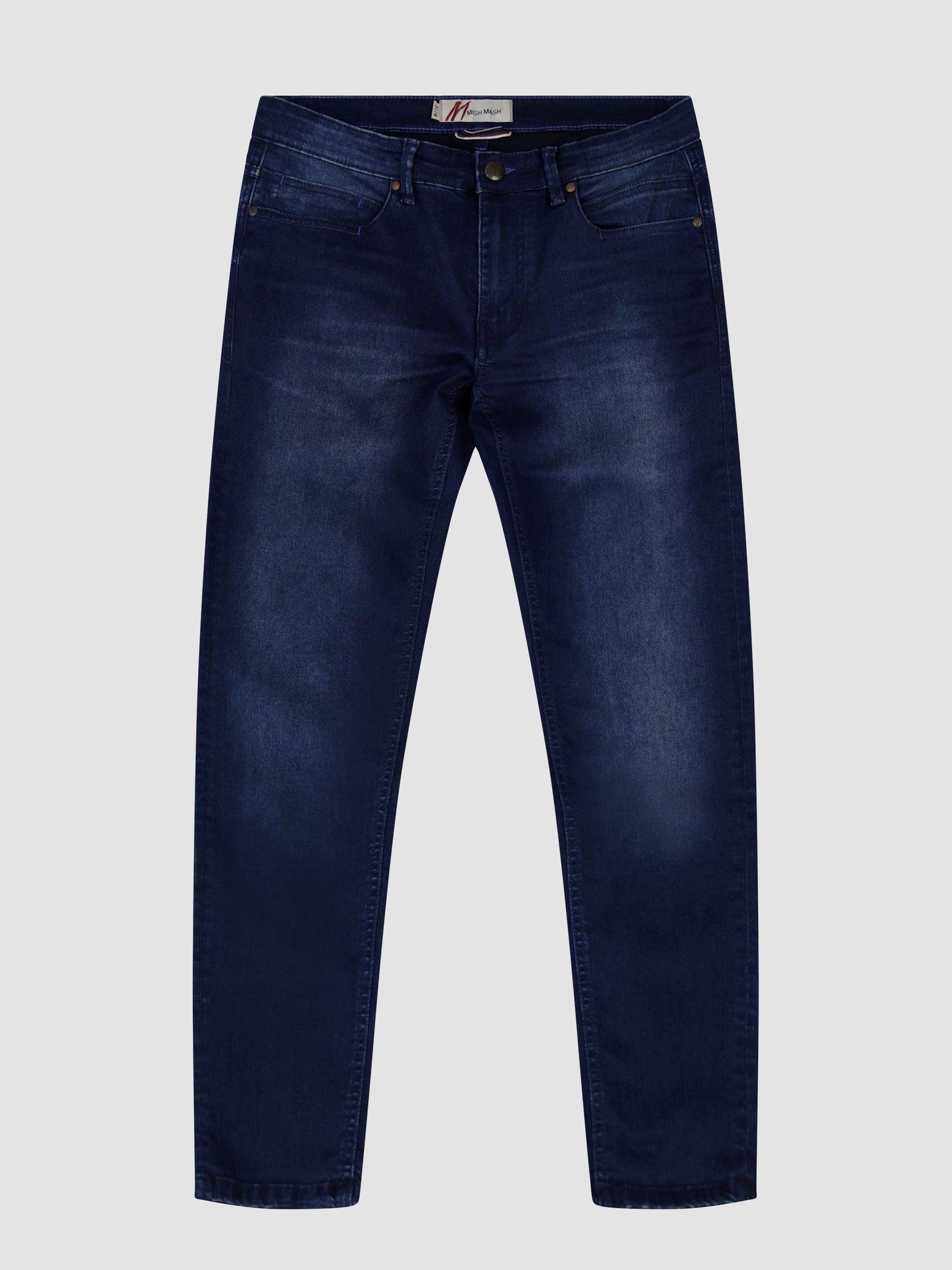 Tapered Fit Mid Stretch Bradley Blue Black Denim Jeans