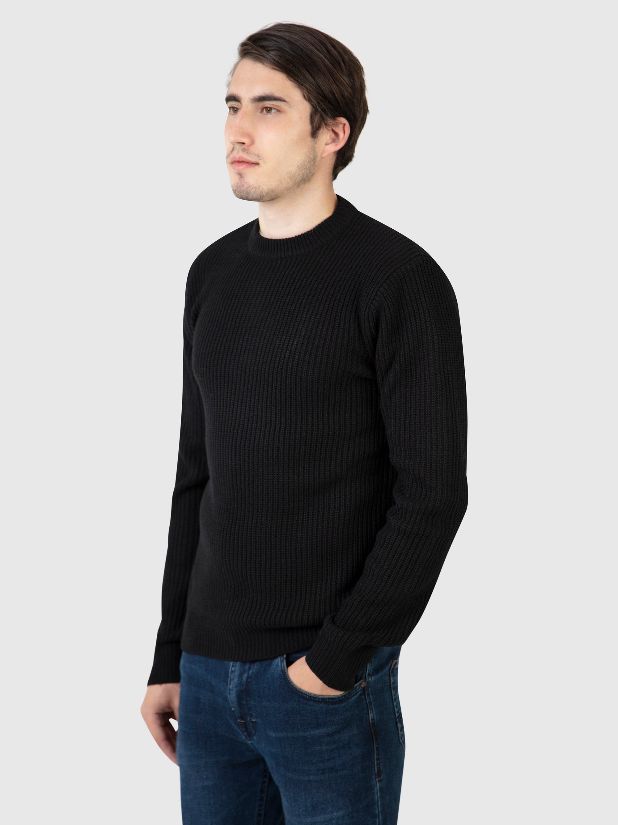 Regular Fit Break Black Knitted Sweater
