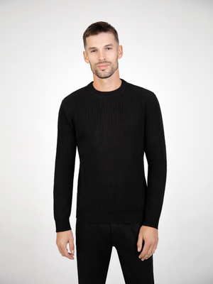 Regular Fit Break Black Knitted Sweater