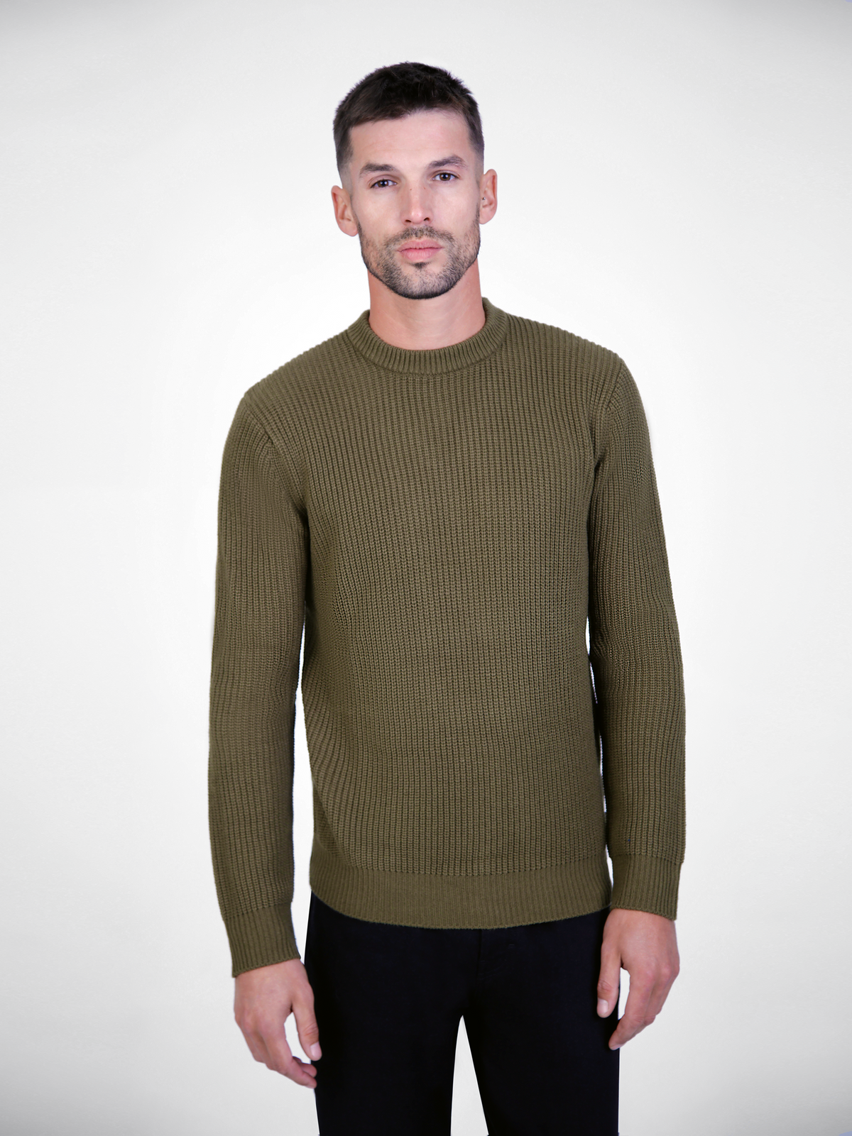 Regular Fit Break Murky Green Knitted Sweater