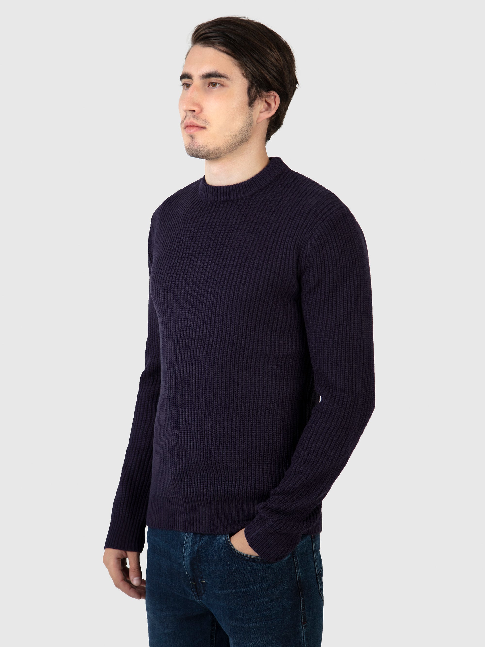 Regular Fit Break Navy Knitted Sweater
