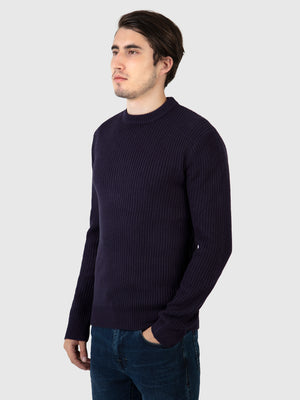 Regular Fit Break Navy Knitted Sweater