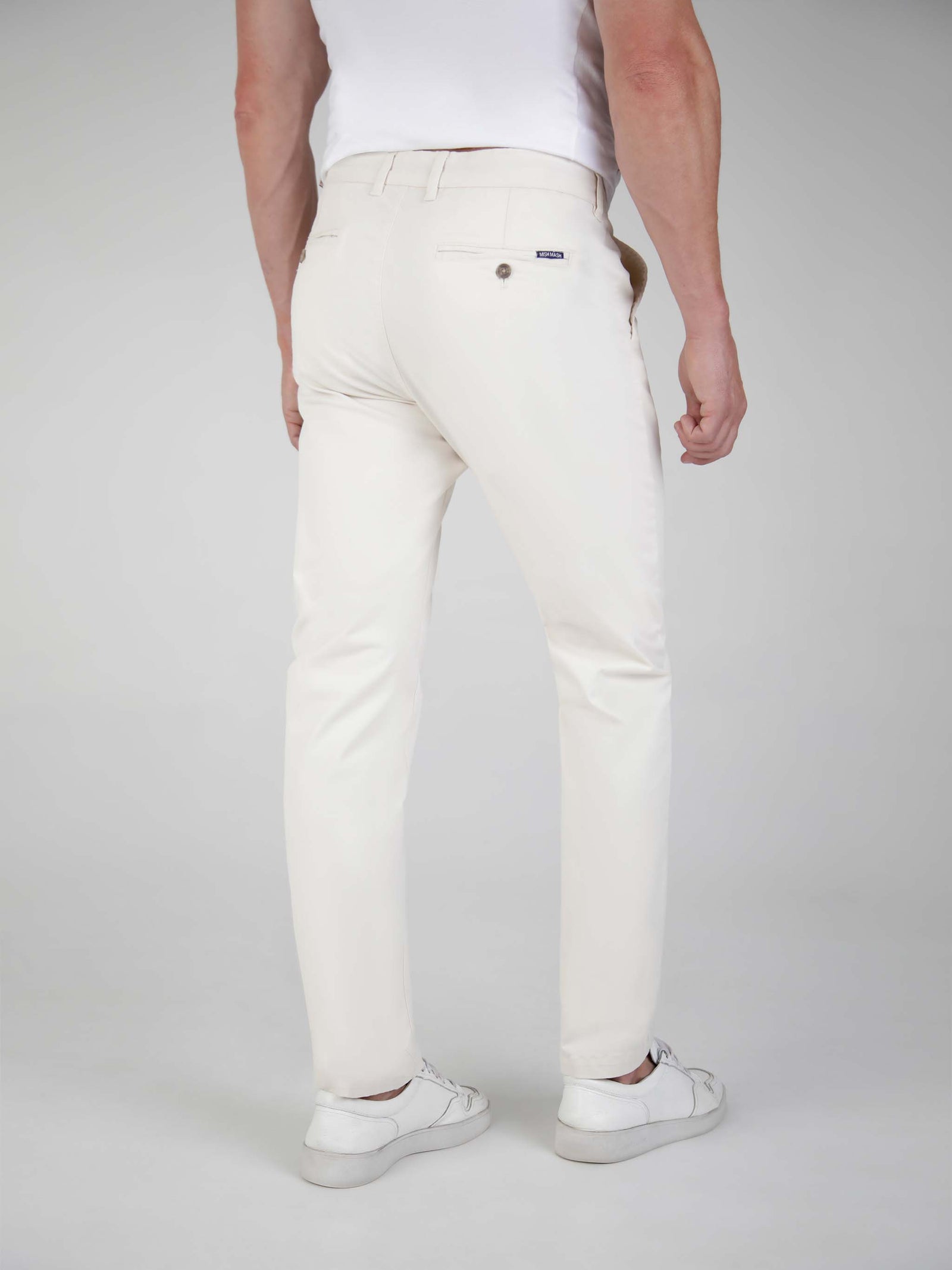 Tapered Fit Mid Stretch Casual Cotton Bromley Gardenia Chino Trouser