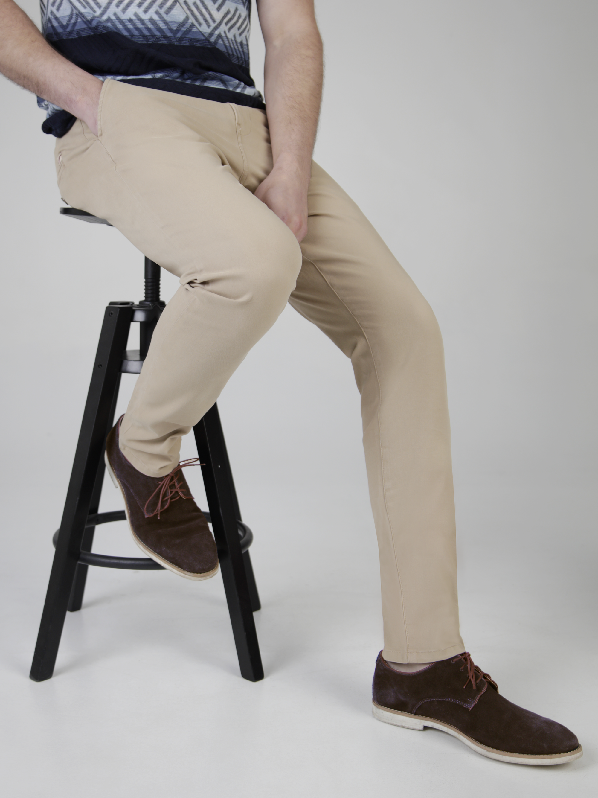 Slim Fit Mid Stretch Casual Cotton Bromley Stone Chino Trouser