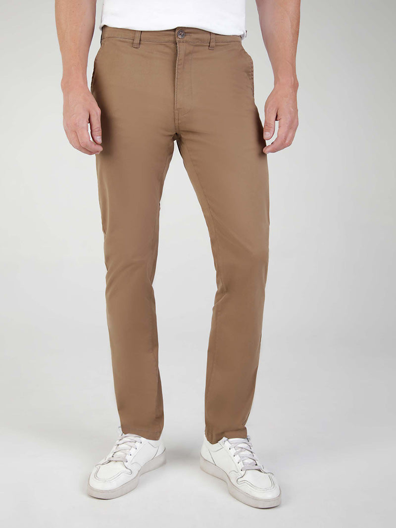 Tapered Fit Mid Stretch Casual Cotton Bromley Nutmeg Chino Trouser