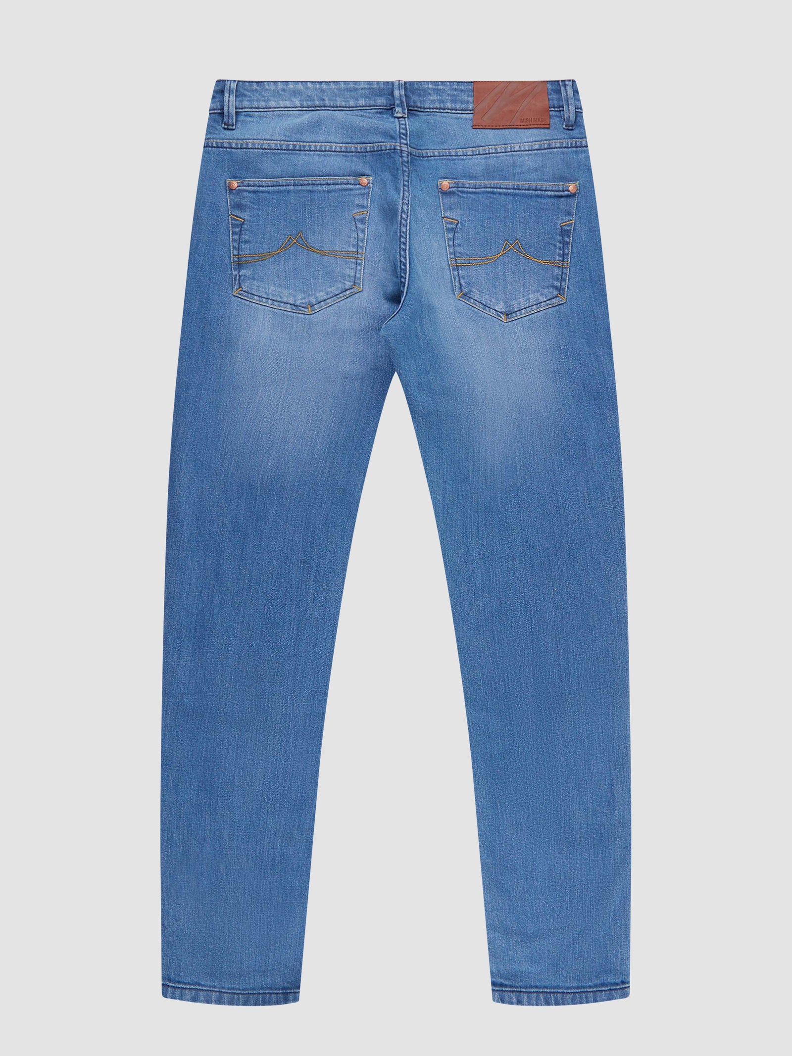 Tapered Fit Mid Stretch Bronco Light Denim Jeans