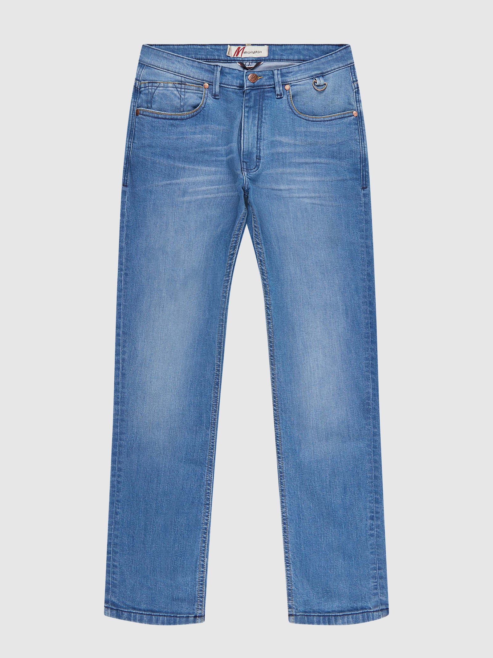 Straight Fit Mid Stretch Bronco Light Denim Jeans