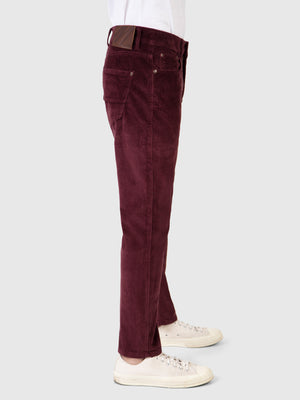 Tapered Fit Mid Stretch Oto Maroon Corduroy Jeans