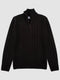 Regular Fit Cable Black 3/4 Zip Knitted Sweater