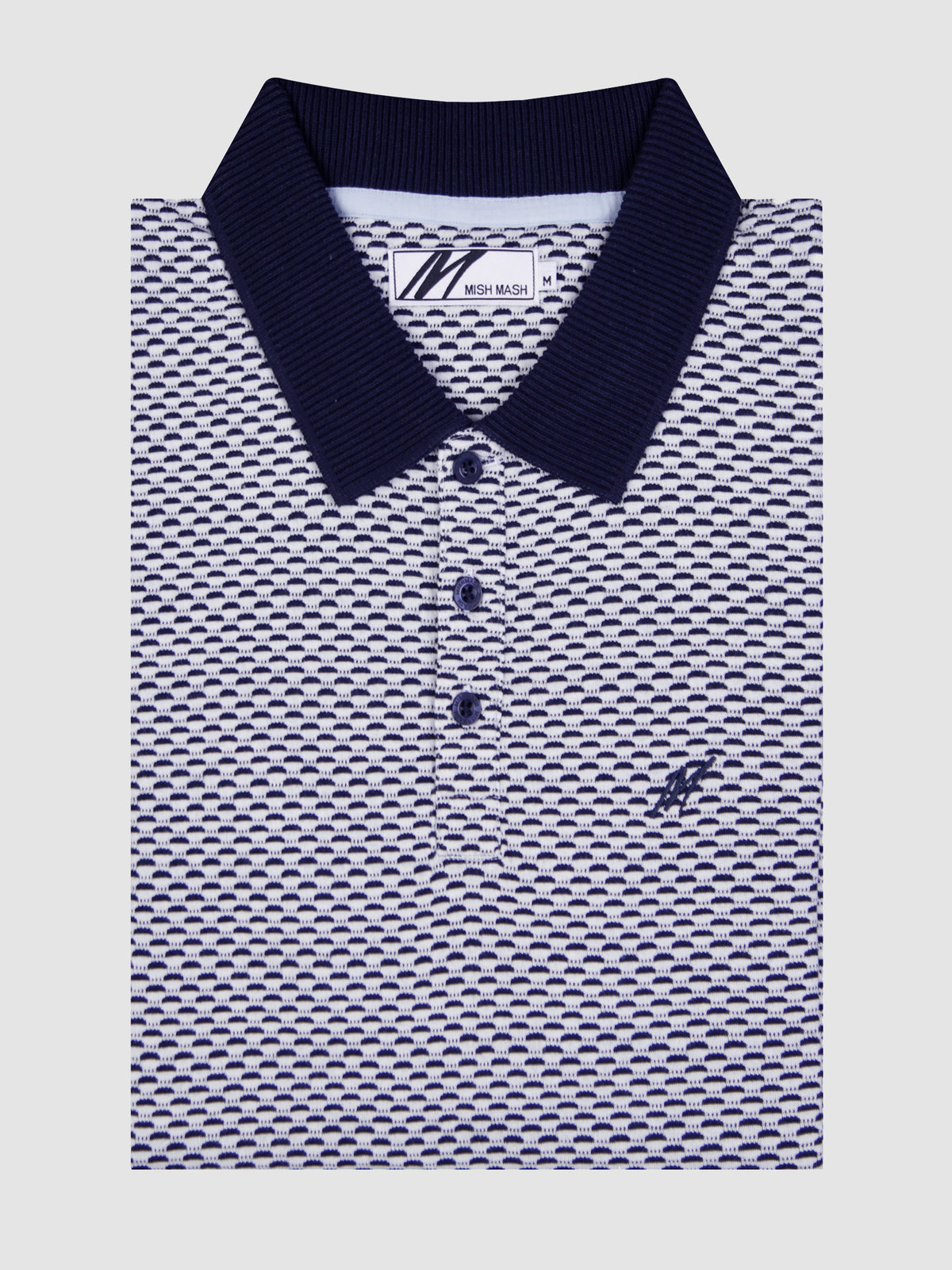 A navy polo designed for men.