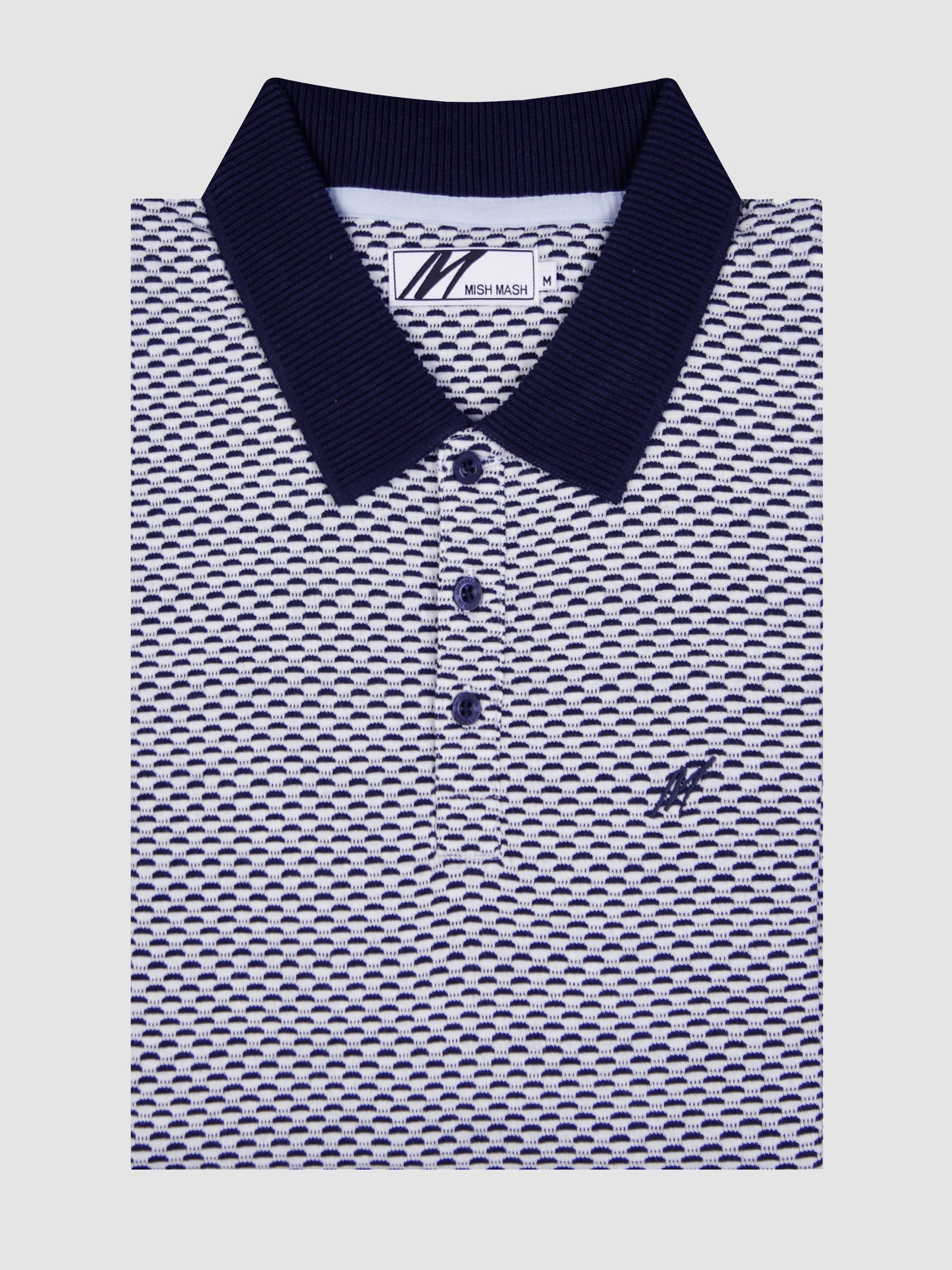 A navy polo designed for men.