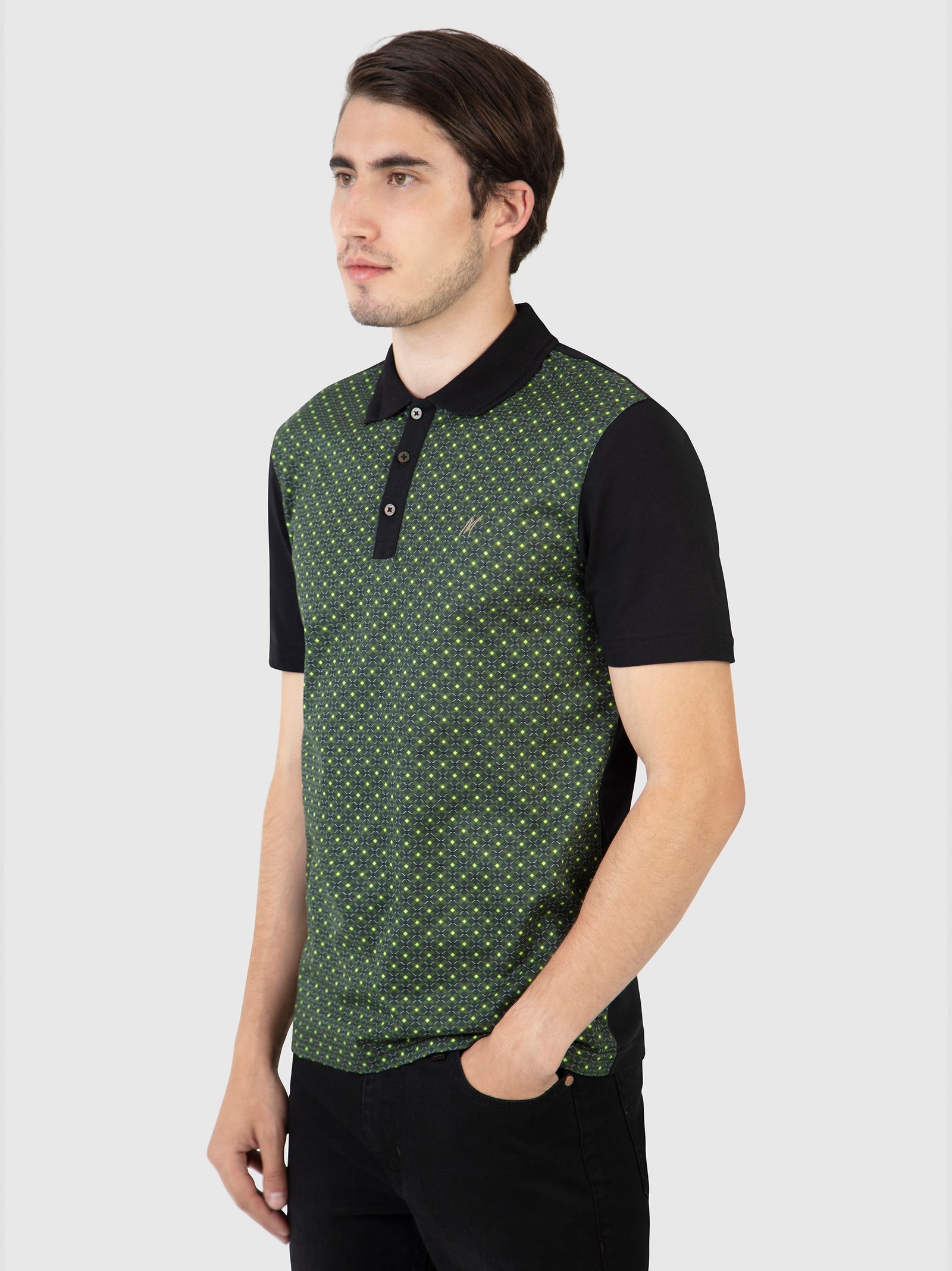Regular Fit Cayman Murky Green Printed Jersey Polo