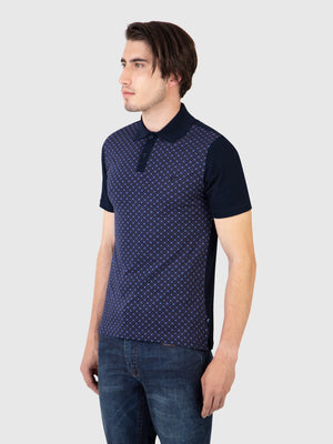 Regular Fit Cayman Navy Printed Jersey Polo