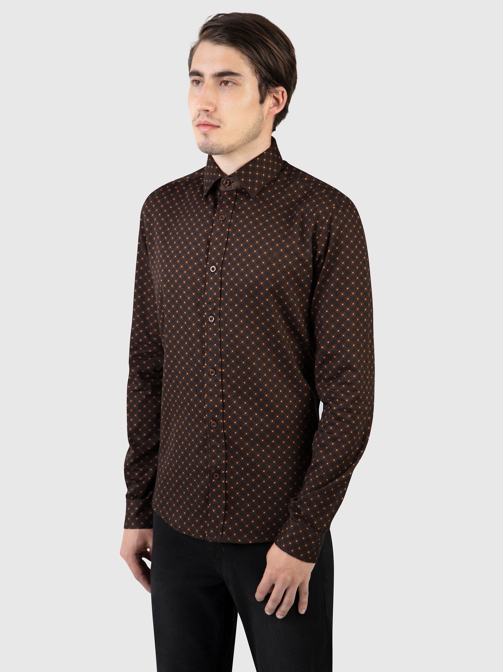 Regular Fit Cayman Sepia Printed Long Sleeve Shirt