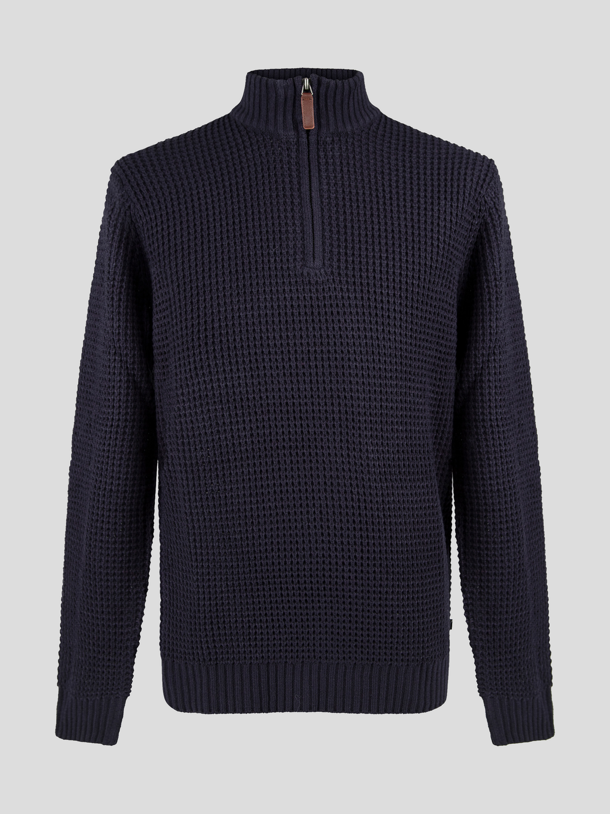 Regular Fit Chain Navy 3/4 Zip Knitted Sweater