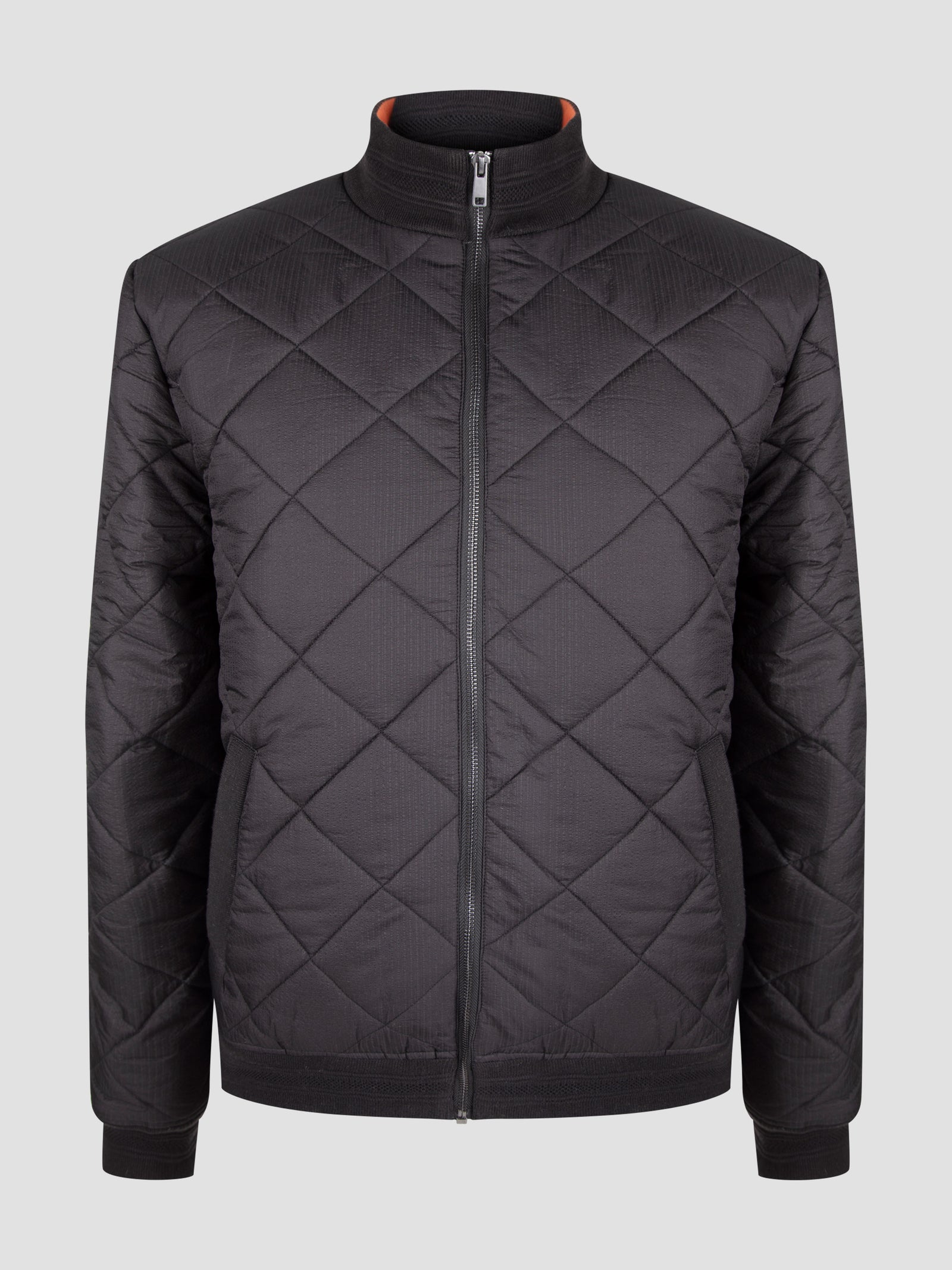 Regular Fit Cobra Black Quilted Bomber Jacket