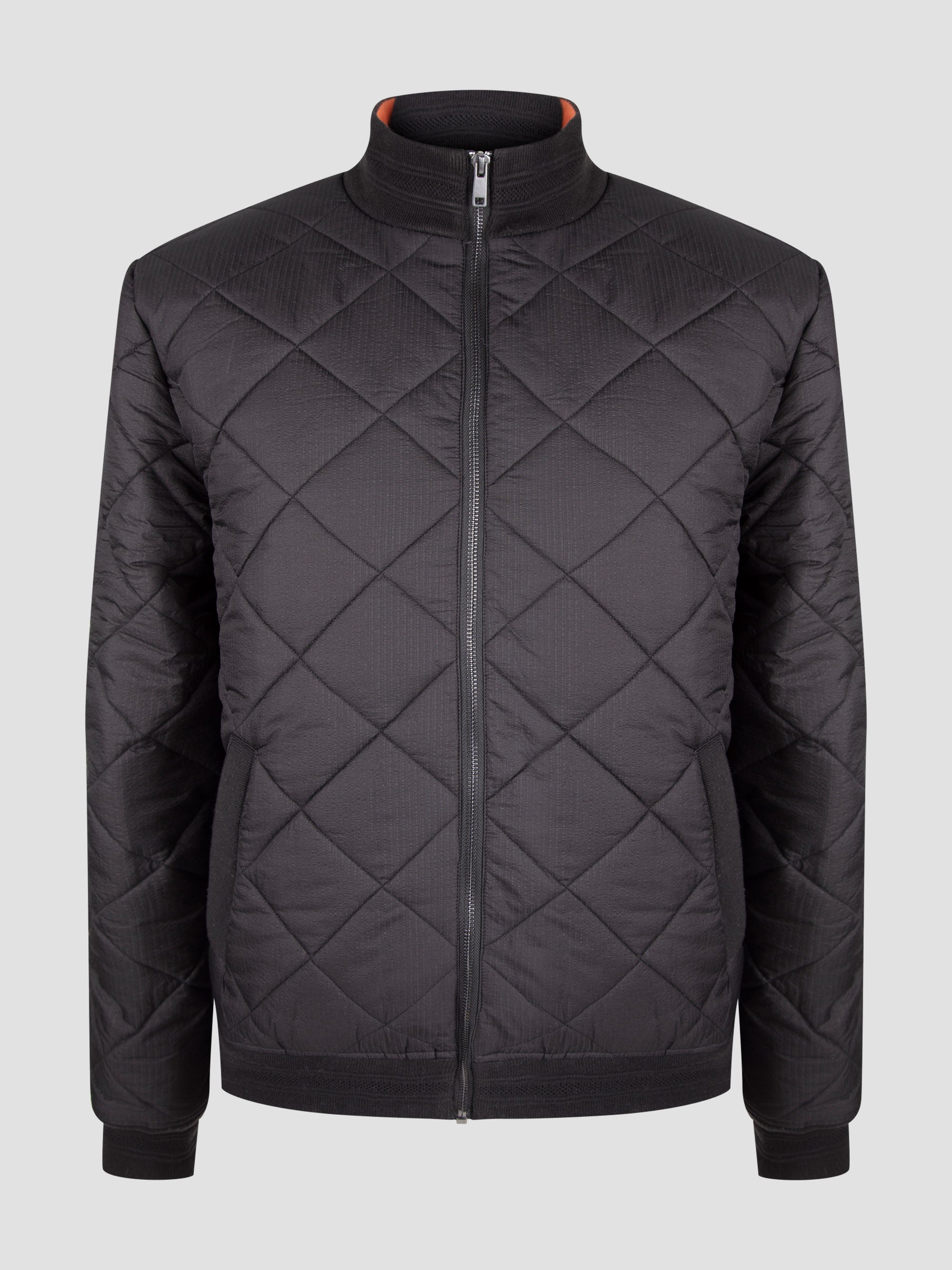 Regular Fit Cobra Black Quilted Bomber Jacket