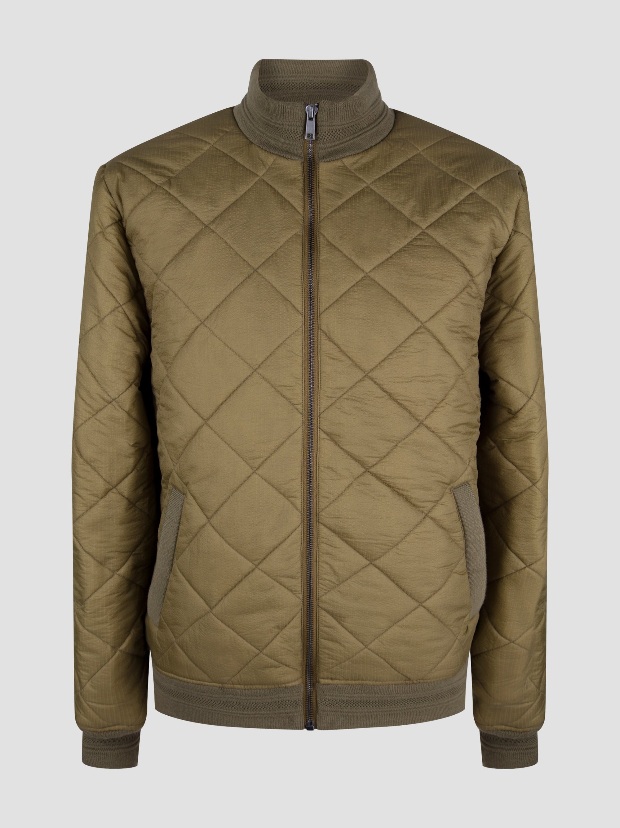 Regular Fit Cobra Khaki Quilted Bomber Jacket