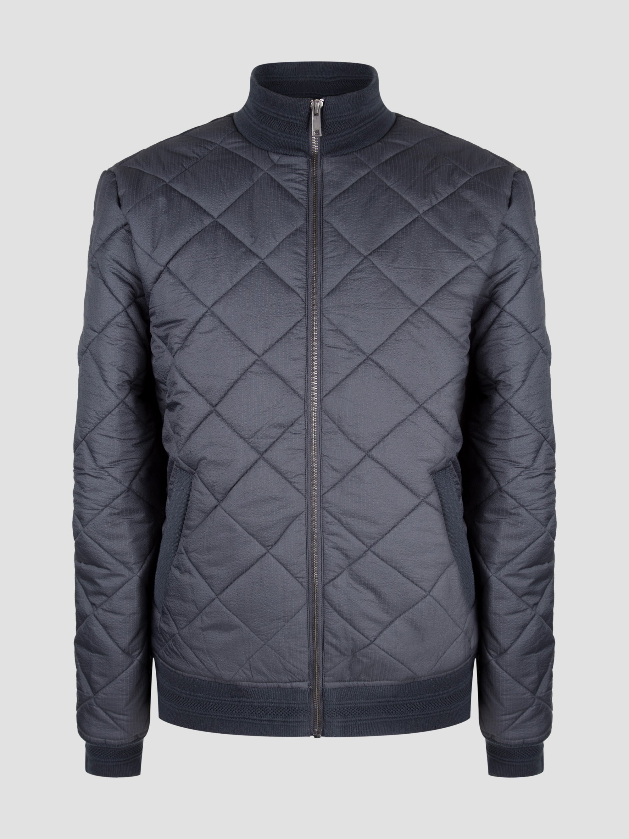 Regular Fit Cobra Navy Quilted Bomber Jacket