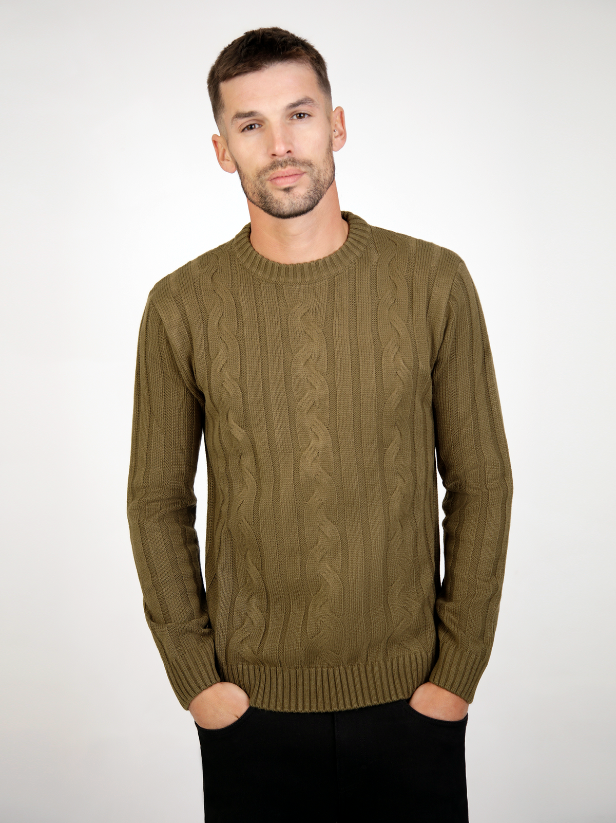 Regular Fit Dable Murky Green Knitted Sweater