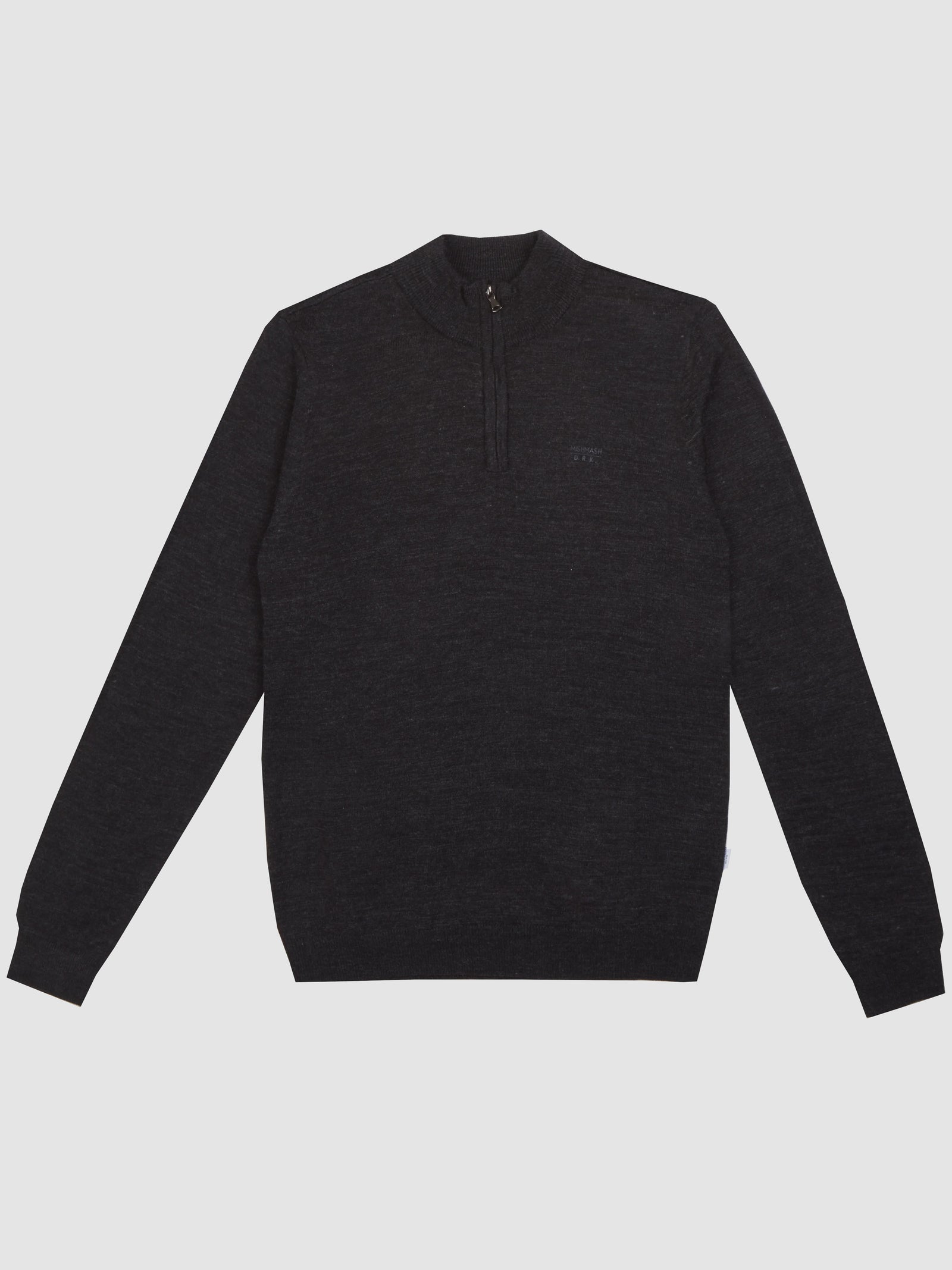 Regular Fit Wool Blend Decoy Charcoal Funnel Neck Long Sleeve Knit