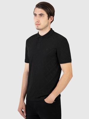 Regular Fit Goose Black Jacquard Polo