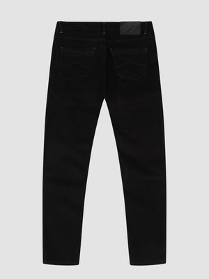 Tapered Fit Mid Stretch Brushed Denim Hawker Black Jeans